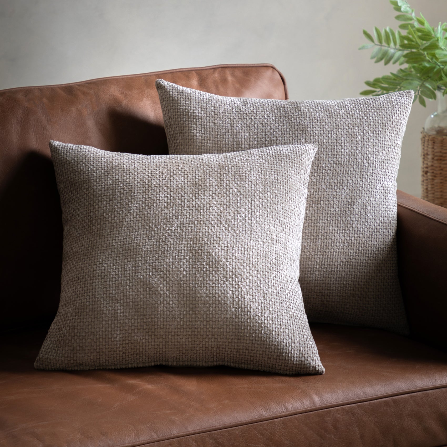 Set of 2 Arden Cream Chenille Cushion