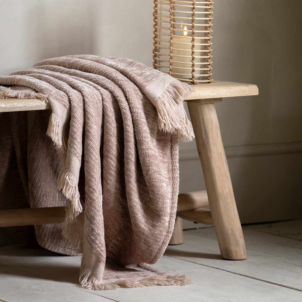 Briarhouse Natural Taupe Chenille Throw