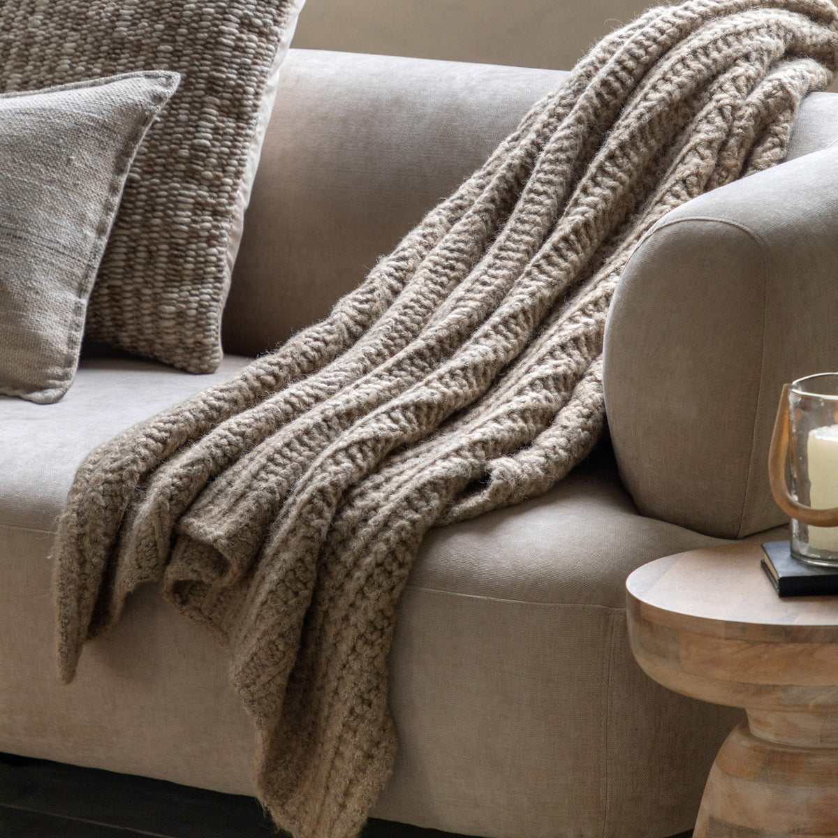 Elmpark Melange Knit Oatmeal Throw