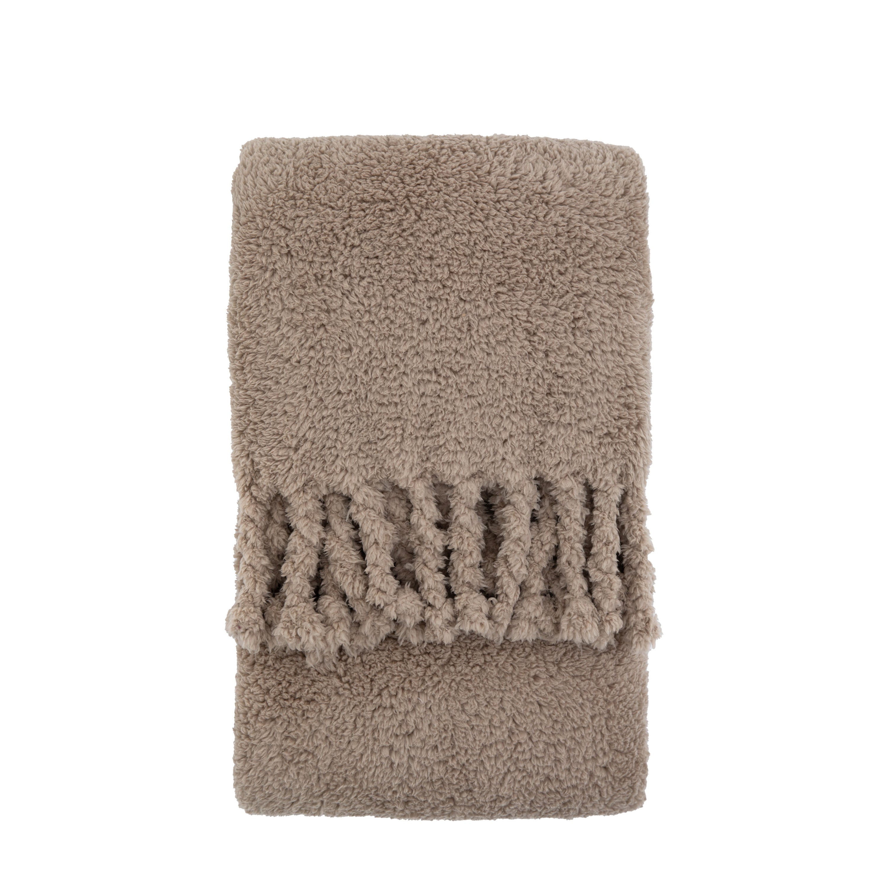Fringed Teddy Taupe Throw