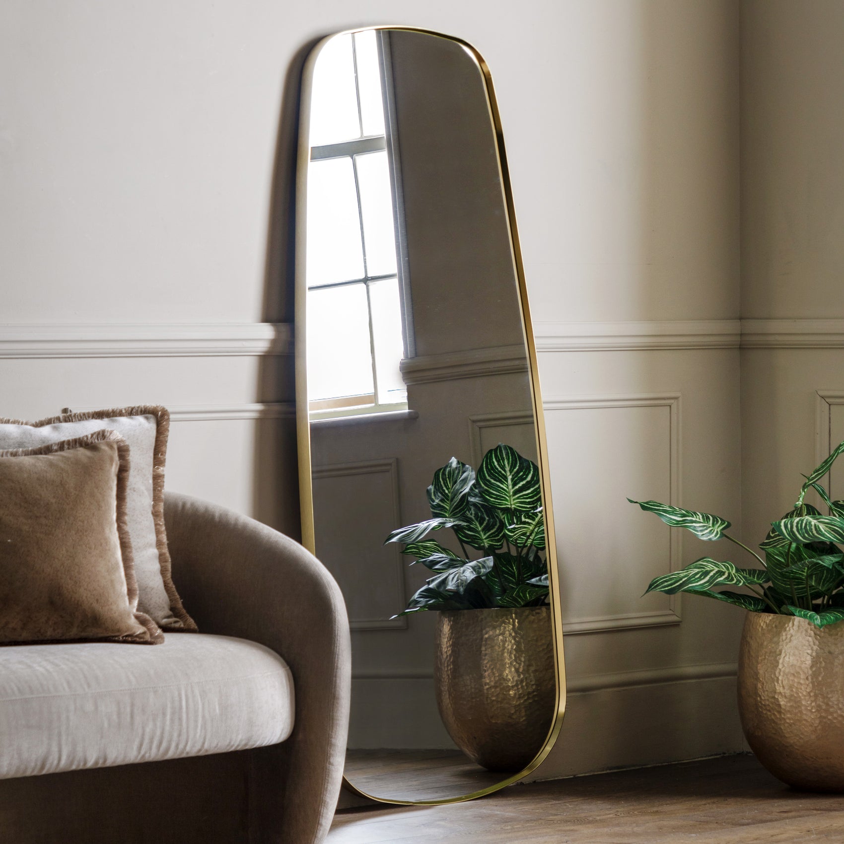 Claude Gold Pebble Full Length Leaner Mirror