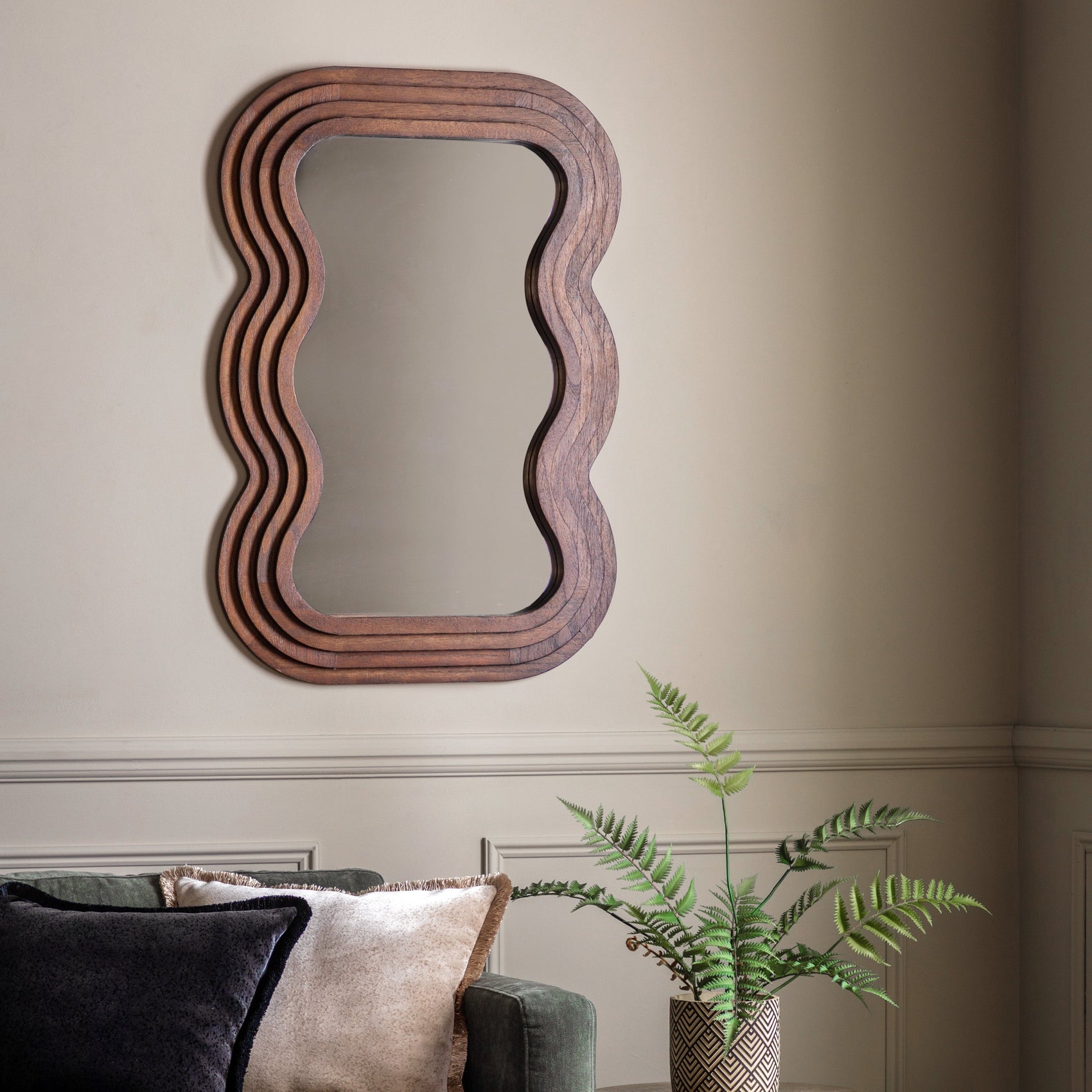 Nebo Wavy Warm Brown Wall Mirror