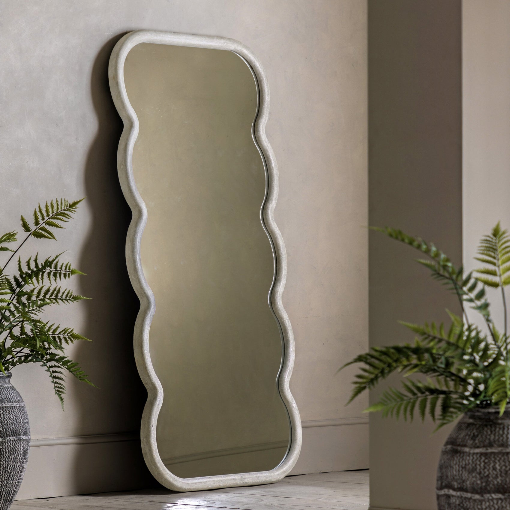 Amalfi White Wavy Full Length Leaner Mirror