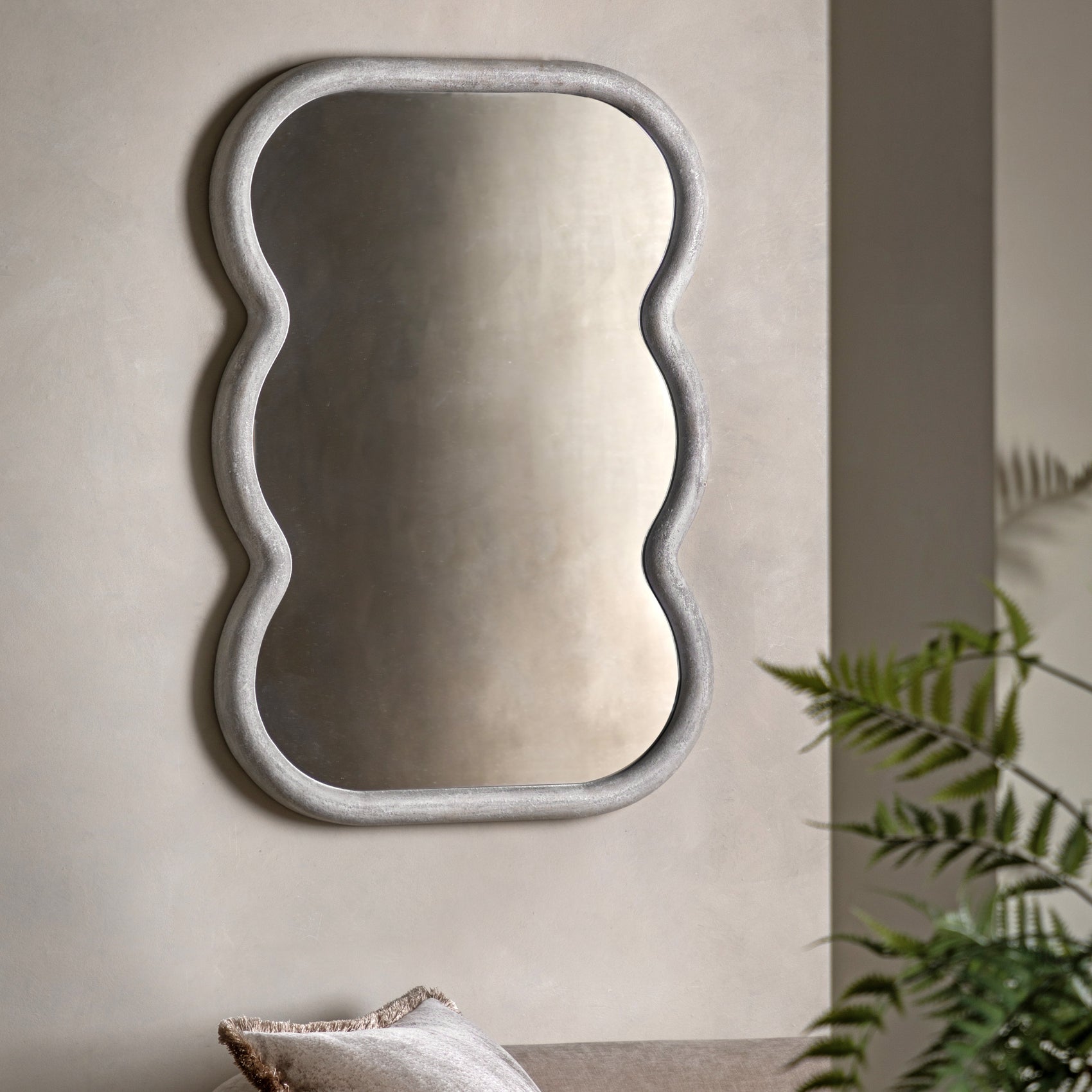 Amalfi White Wavy Rectangle Wall Mirror