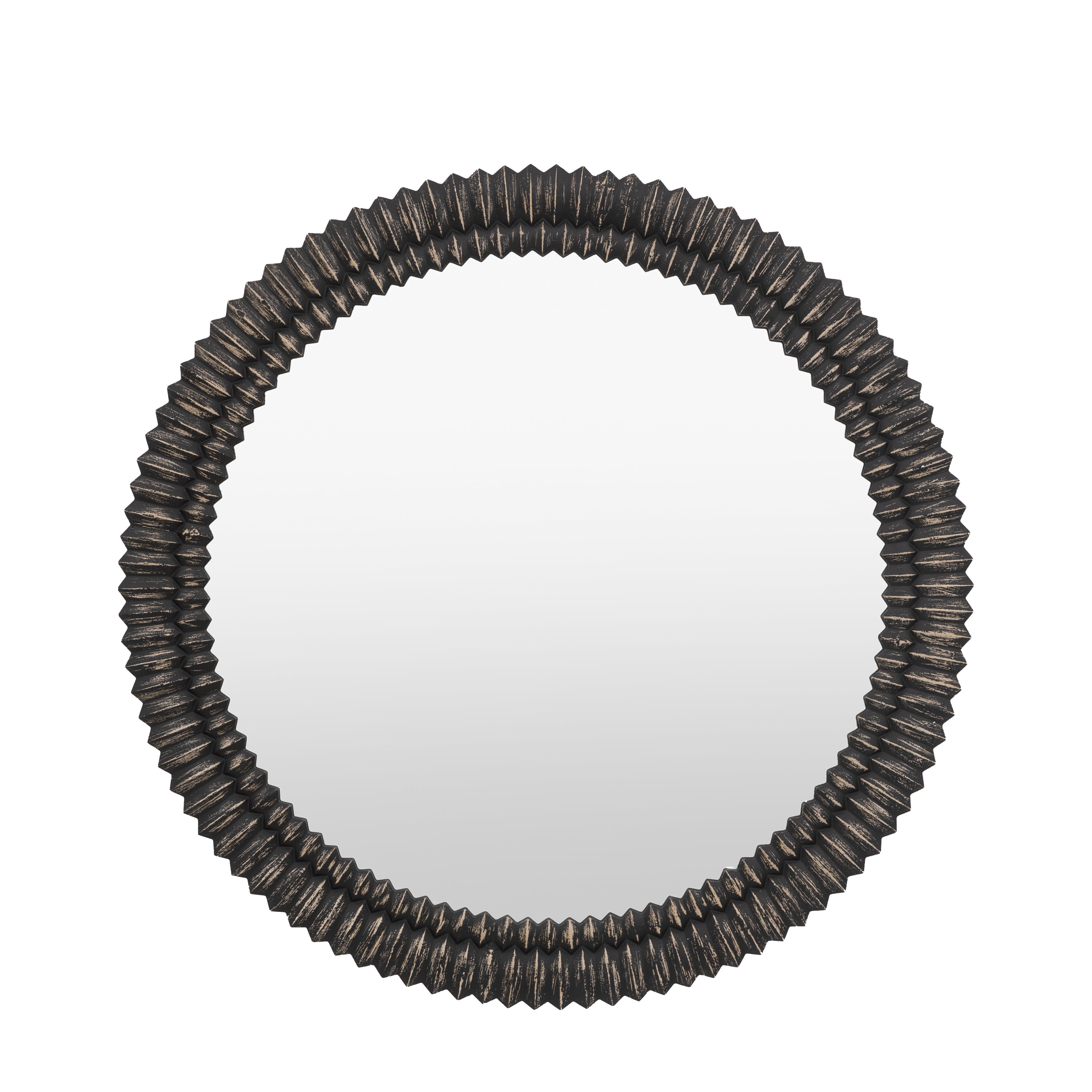Chambery Arch Black Wash Round Wall Mirror