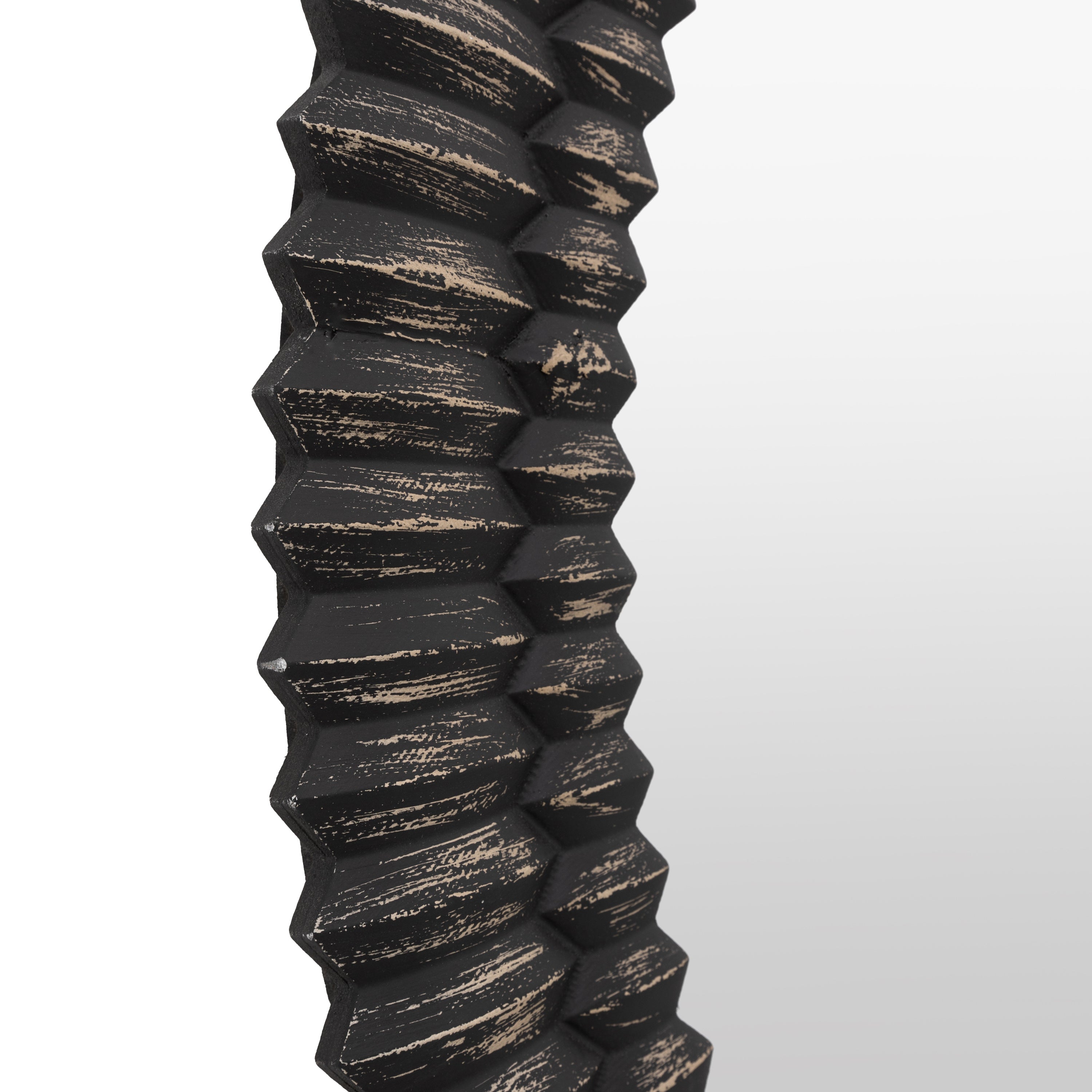 Chambery Arch Black Wash Round Wall Mirror