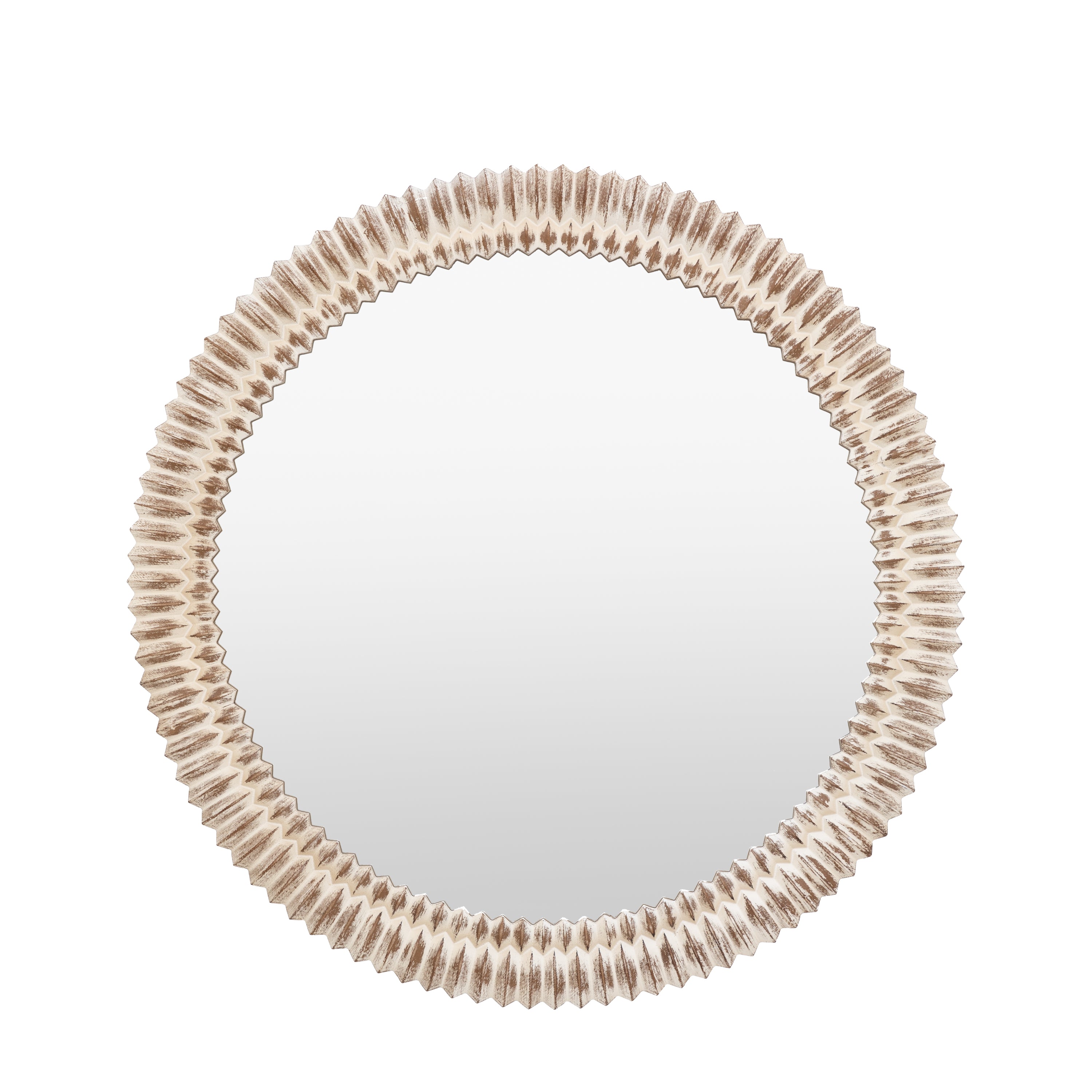 Chambery Arch White Wash Round Wall Mirror