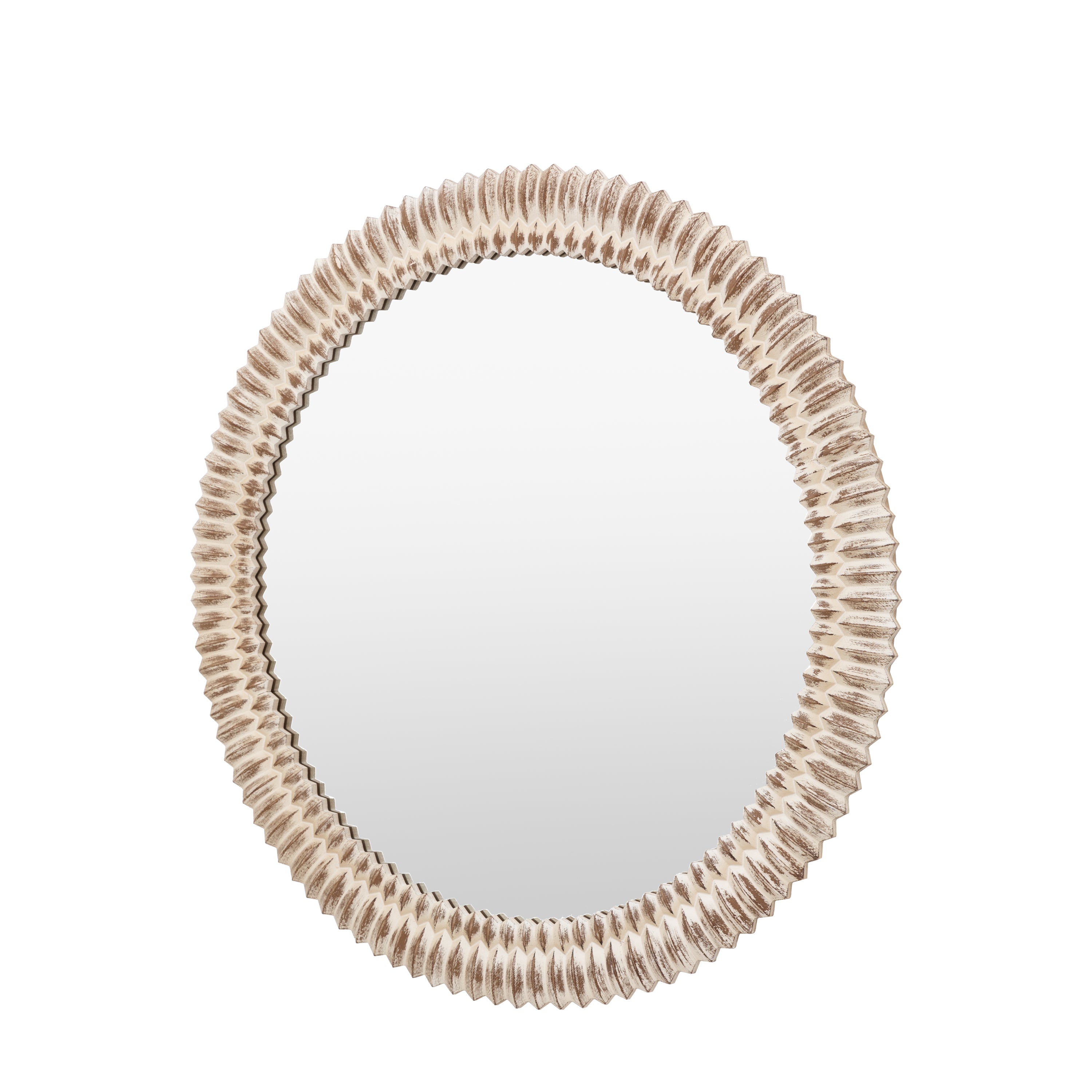 Chambery Arch White Wash Round Wall Mirror