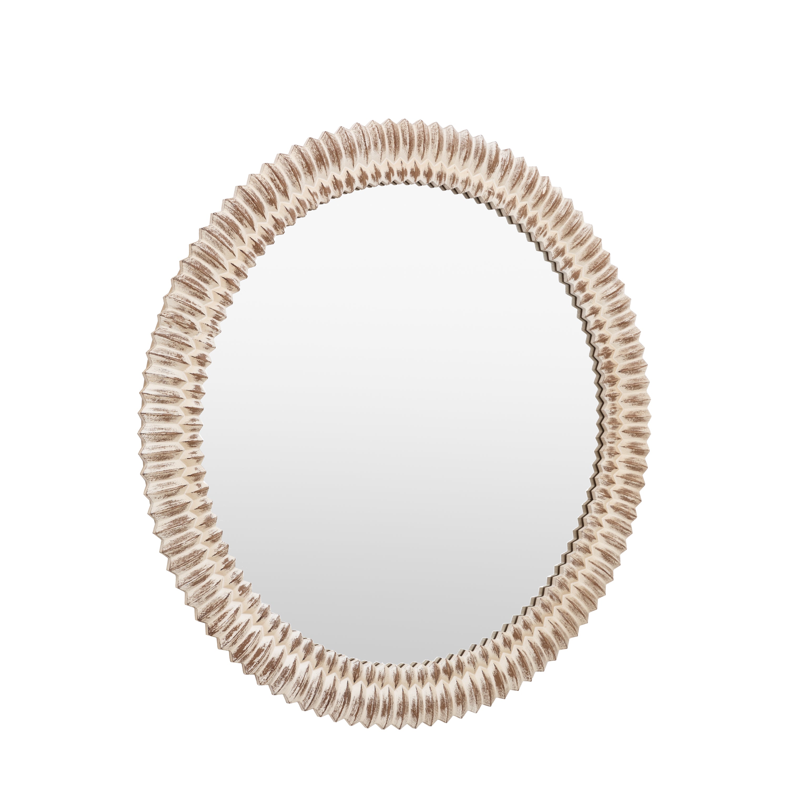 Chambery Arch White Wash Round Wall Mirror
