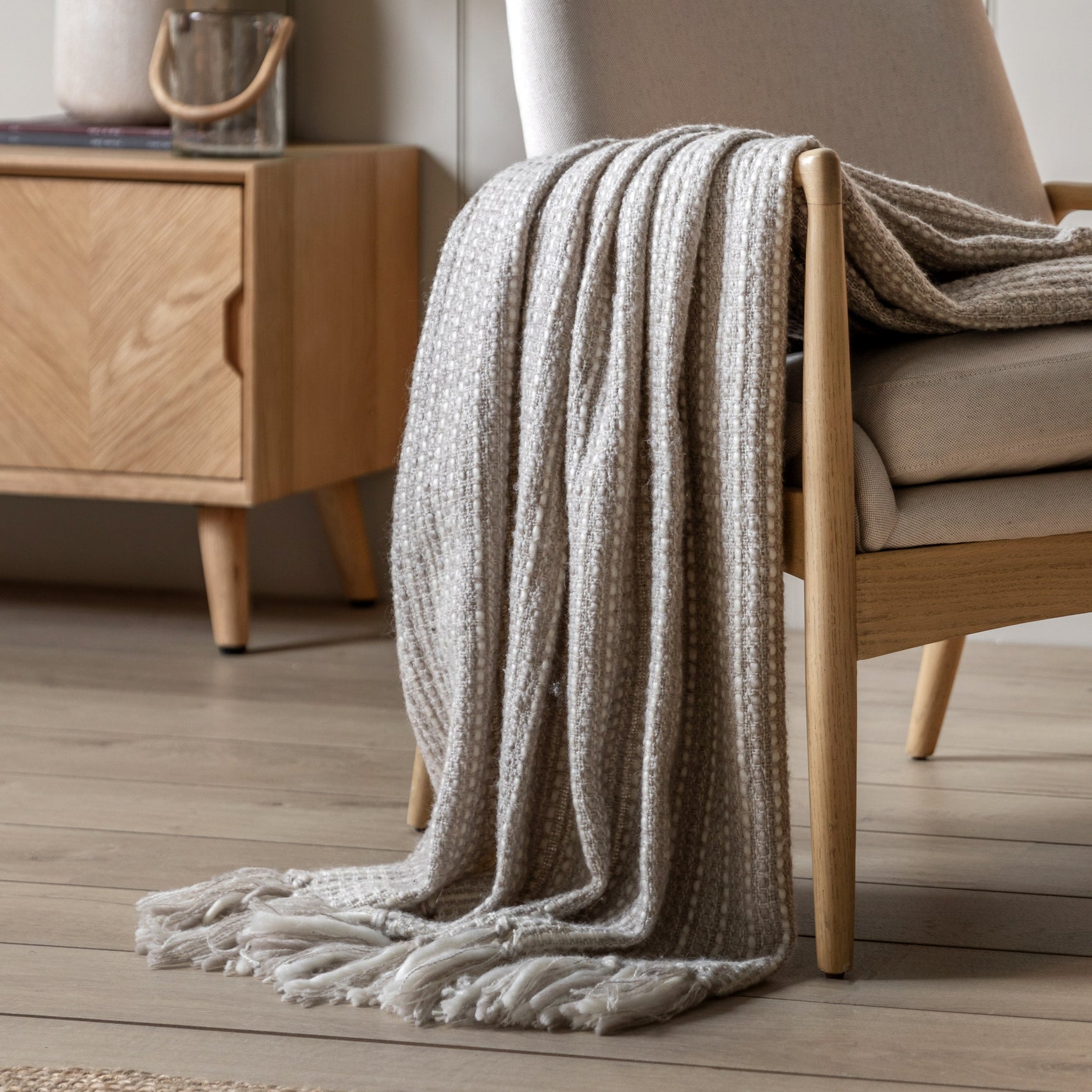 Lenoir Natural Taupe Woven Throw