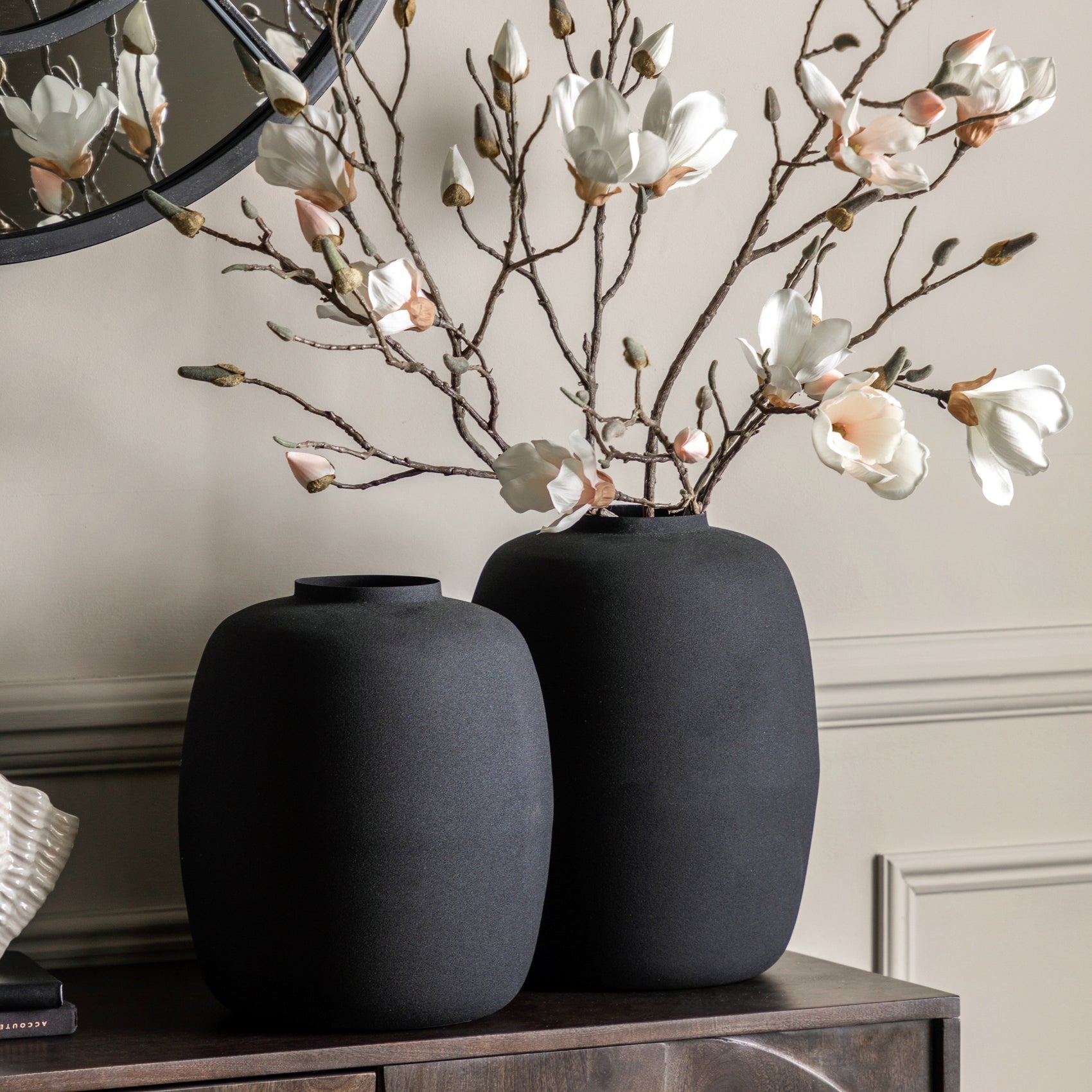 Set of 2 Axel Minimal Textured Matt Black Vases Small
