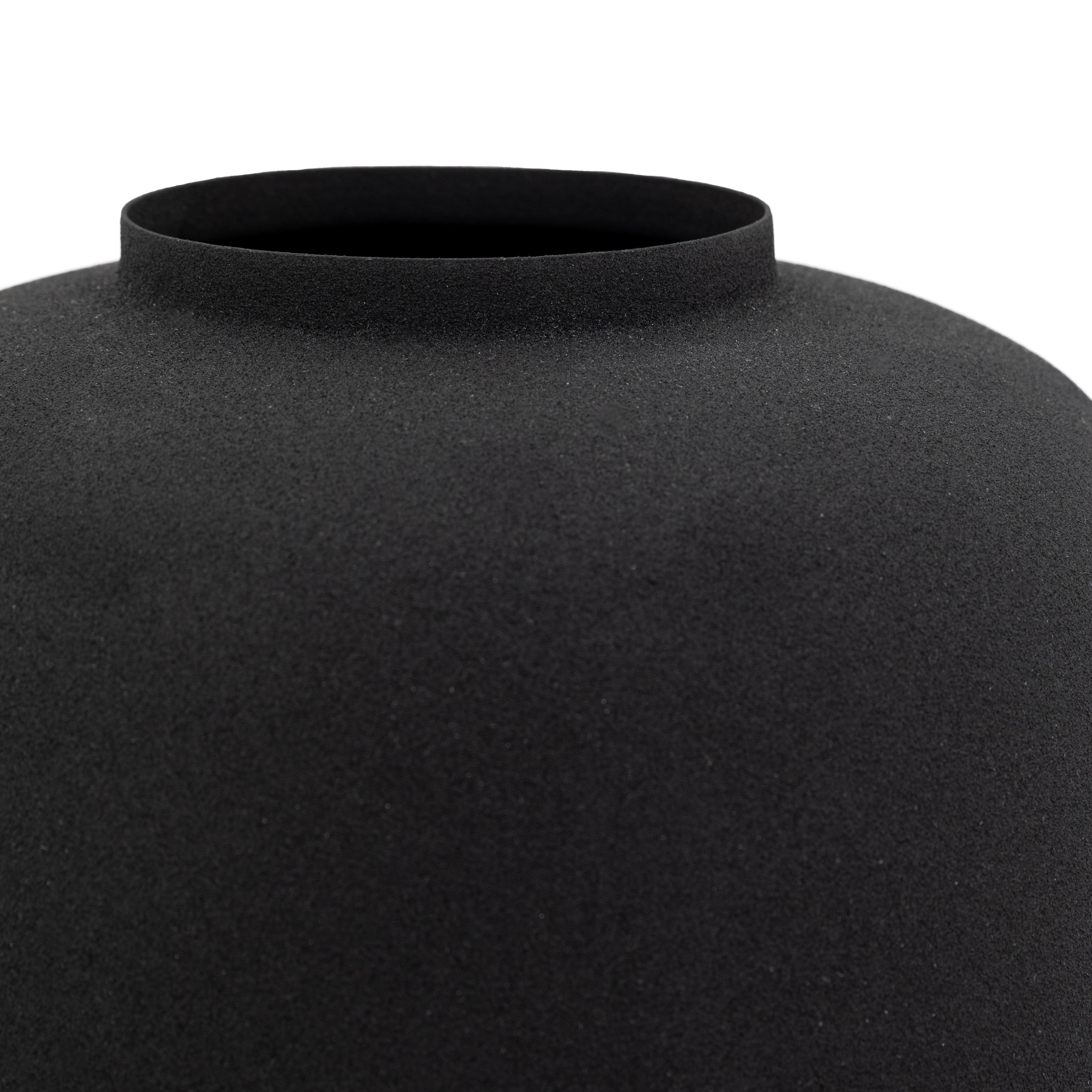 Set of 2 Axel Minimal Textured Matt Black Vases Large