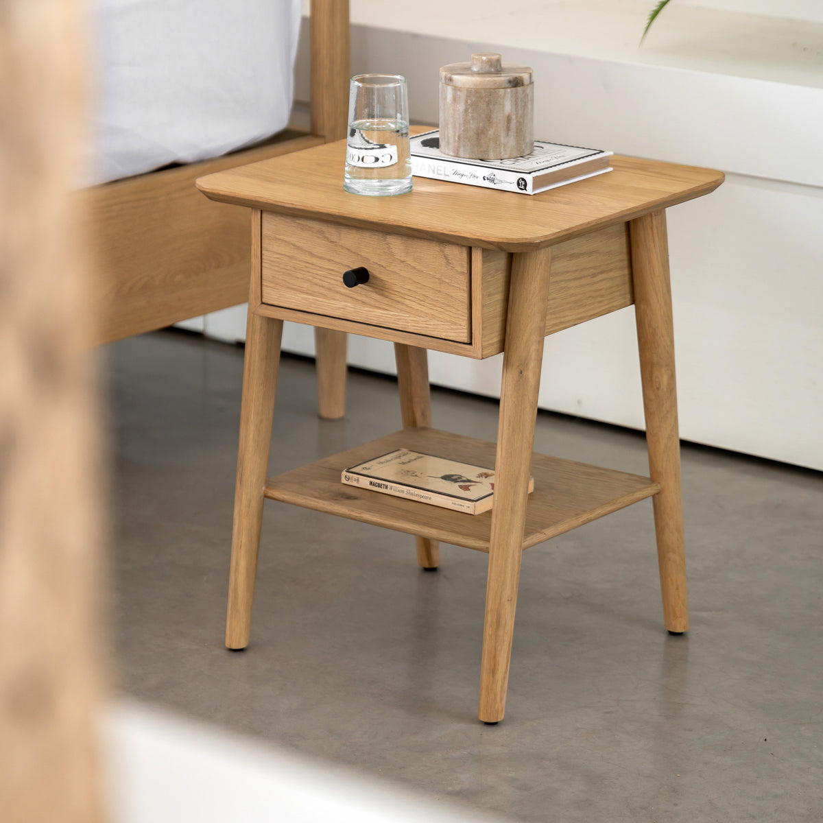 Laceby Natural Oak Wood Bedside Table