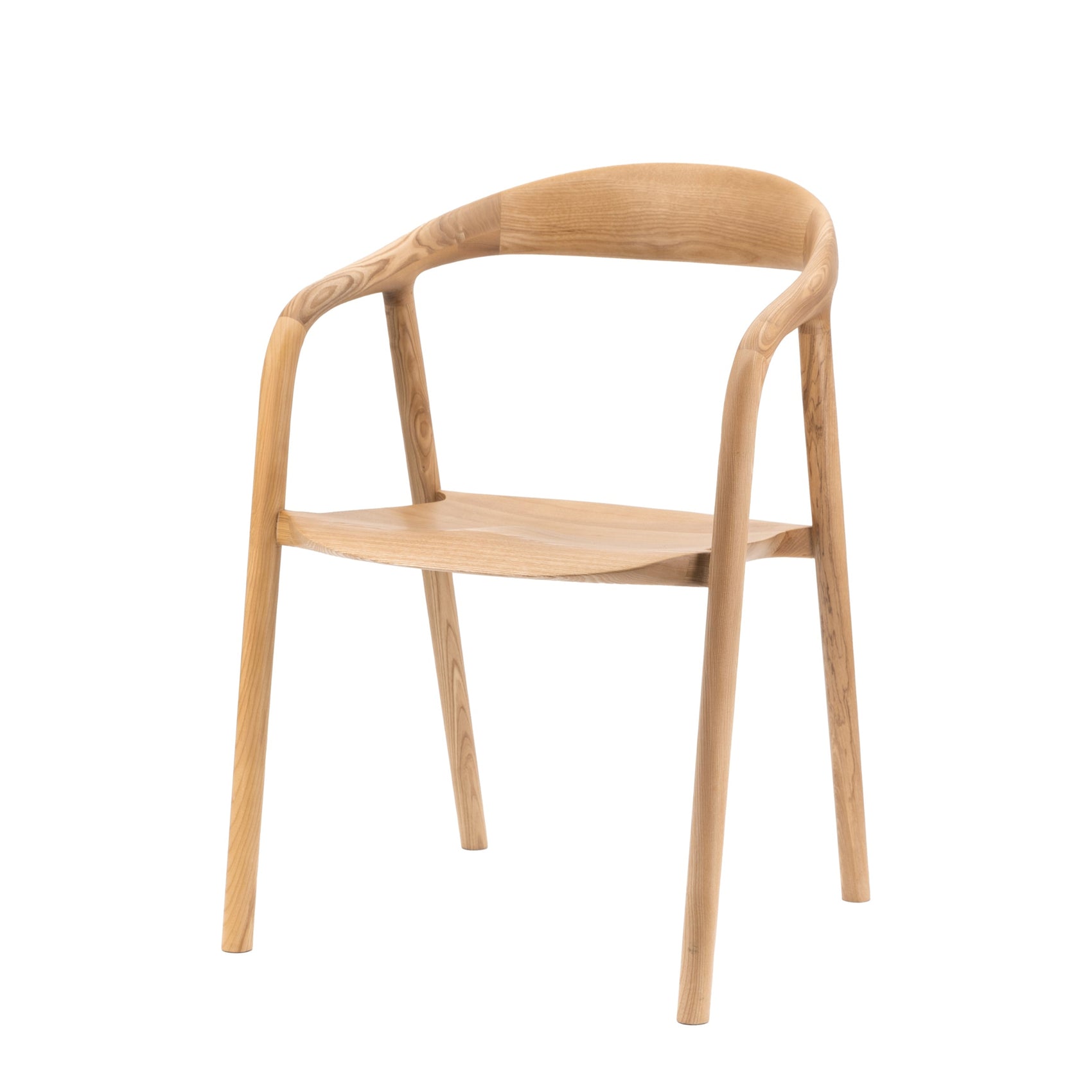 Set of 2 Royo Scandi Natural Ash Wood Curved Dining Chair