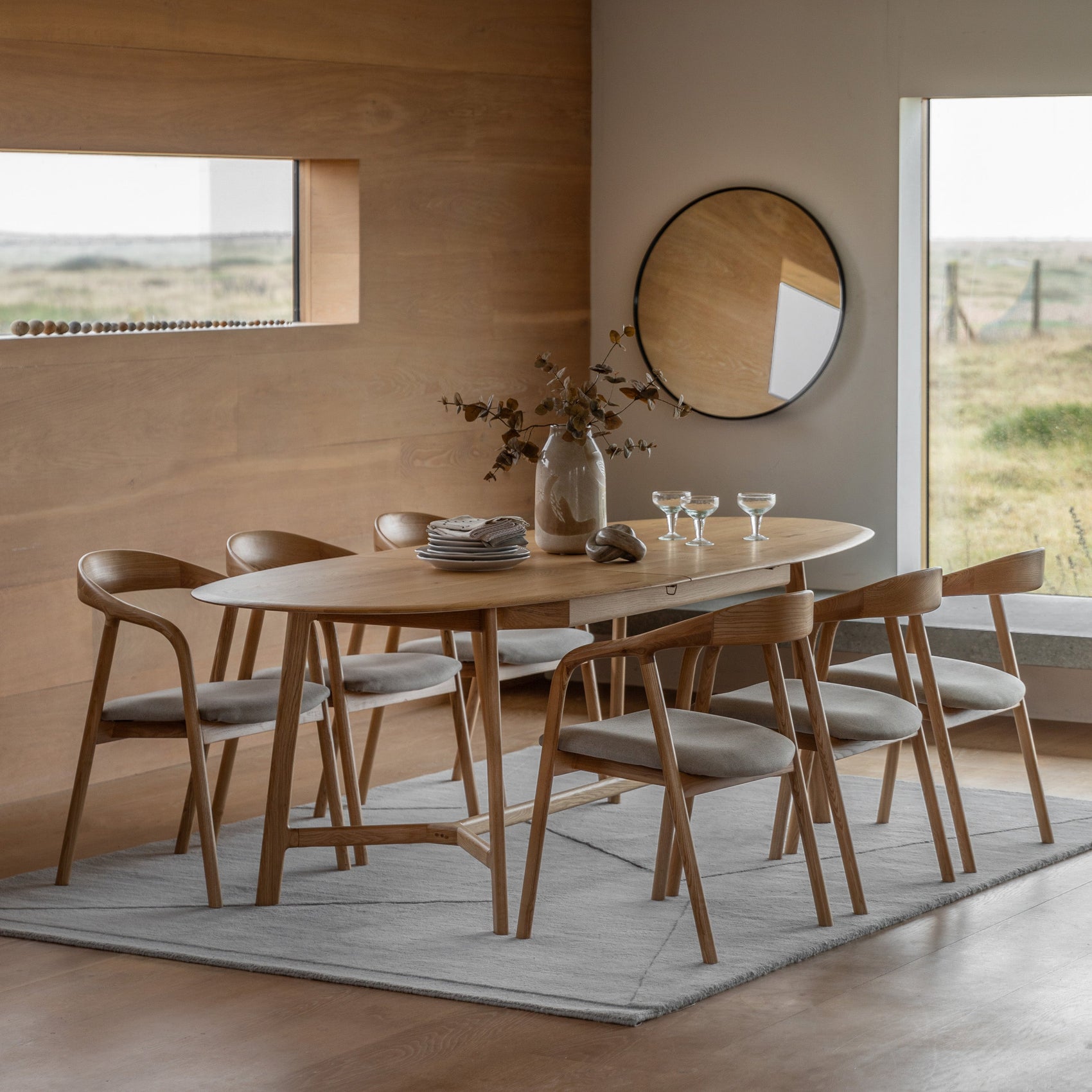 Royo Scandi Natural Solid Oak Wood Extending Dining Table