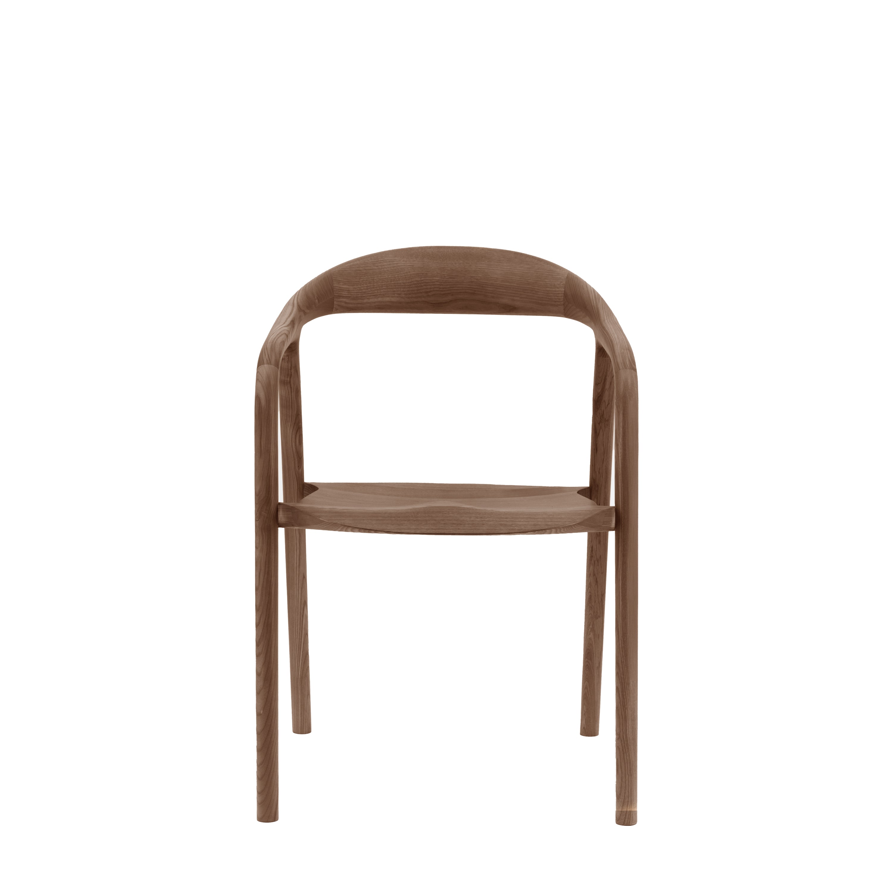 Set of 2 Royo Scandi Walnut Brown Ash Wood Curved Dining Chair