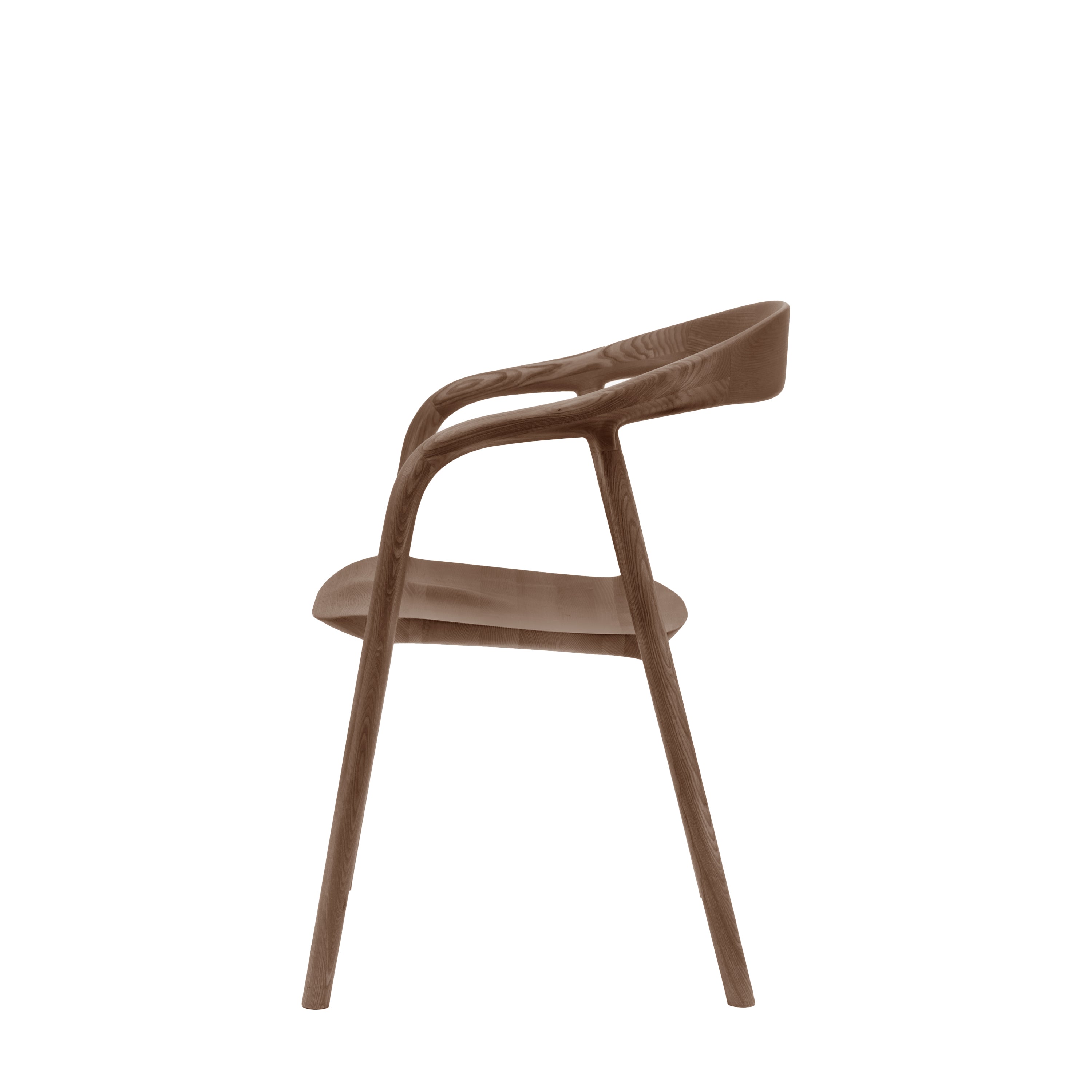 Set of 2 Royo Scandi Walnut Brown Ash Wood Curved Dining Chair