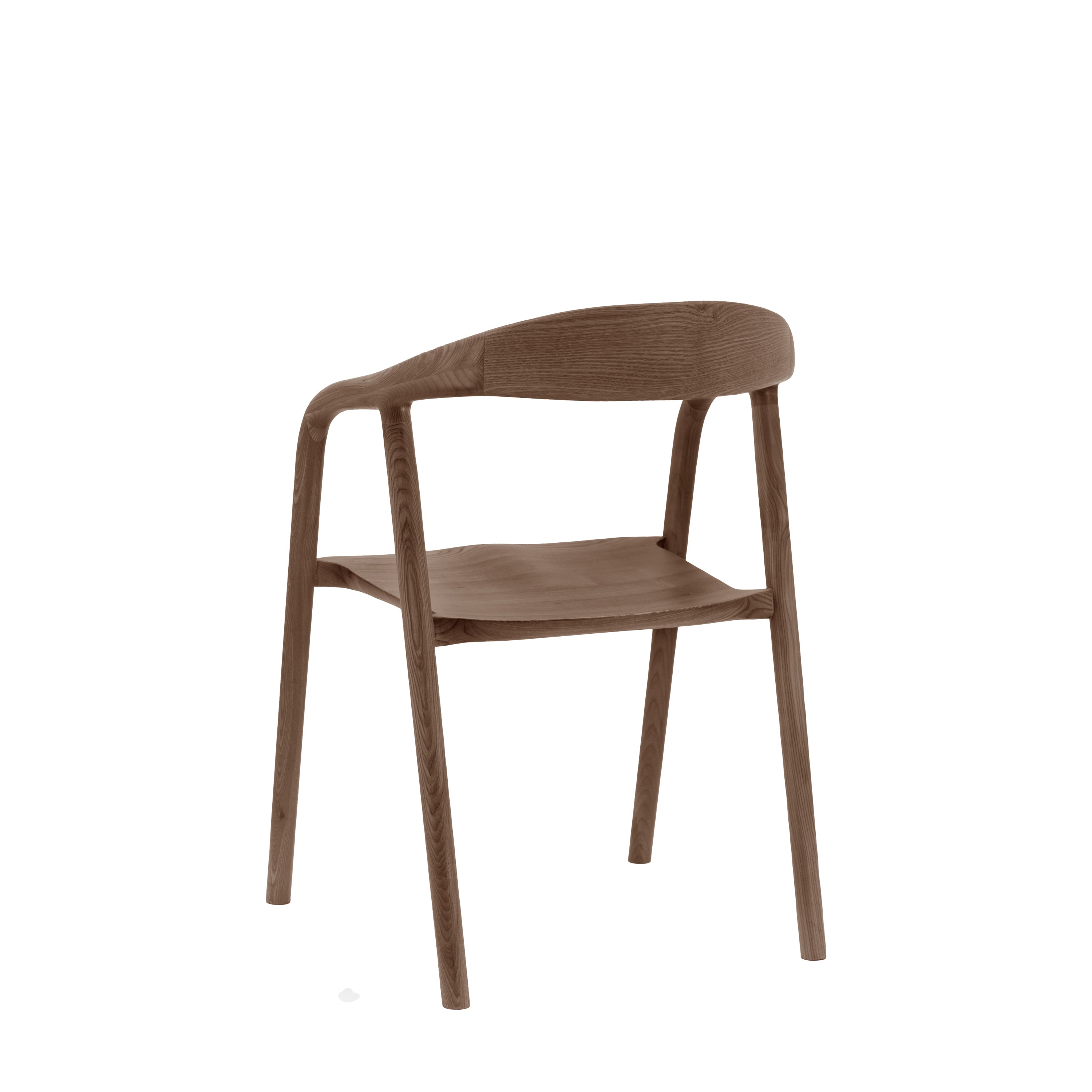 Set of 2 Royo Scandi Walnut Brown Ash Wood Curved Dining Chair