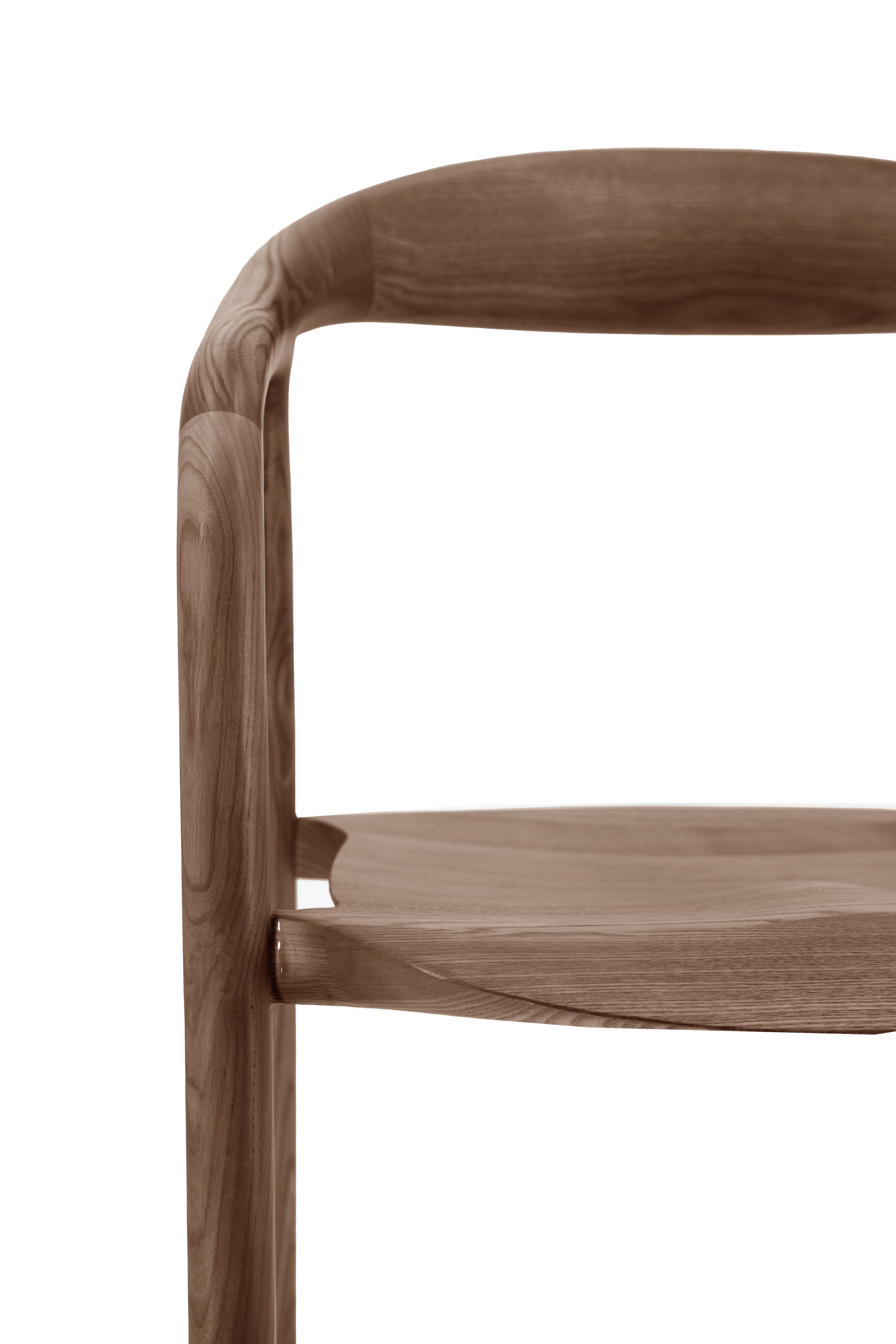 Set of 2 Royo Scandi Walnut Brown Ash Wood Curved Dining Chair