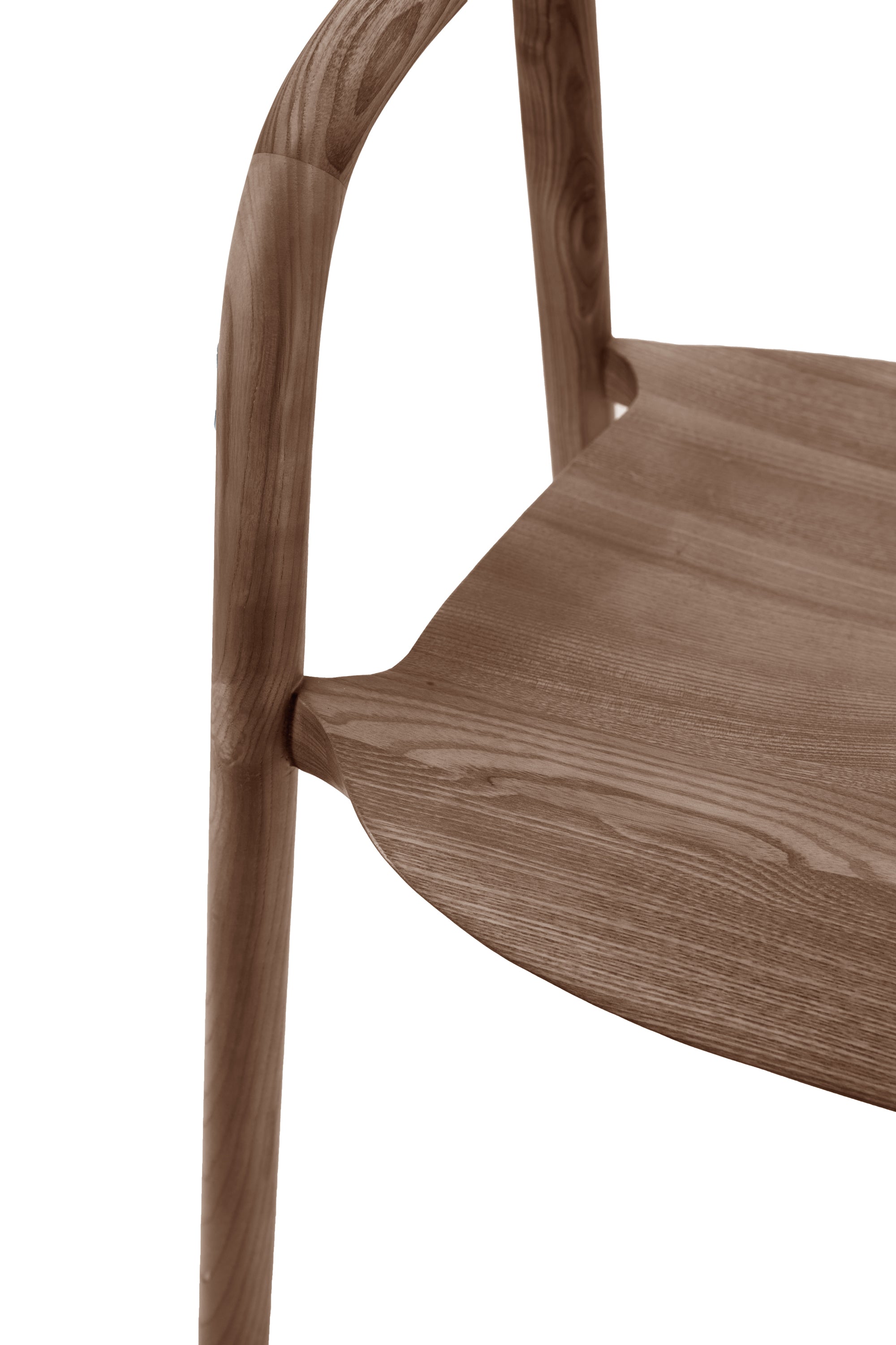 Set of 2 Royo Scandi Walnut Brown Ash Wood Curved Dining Chair
