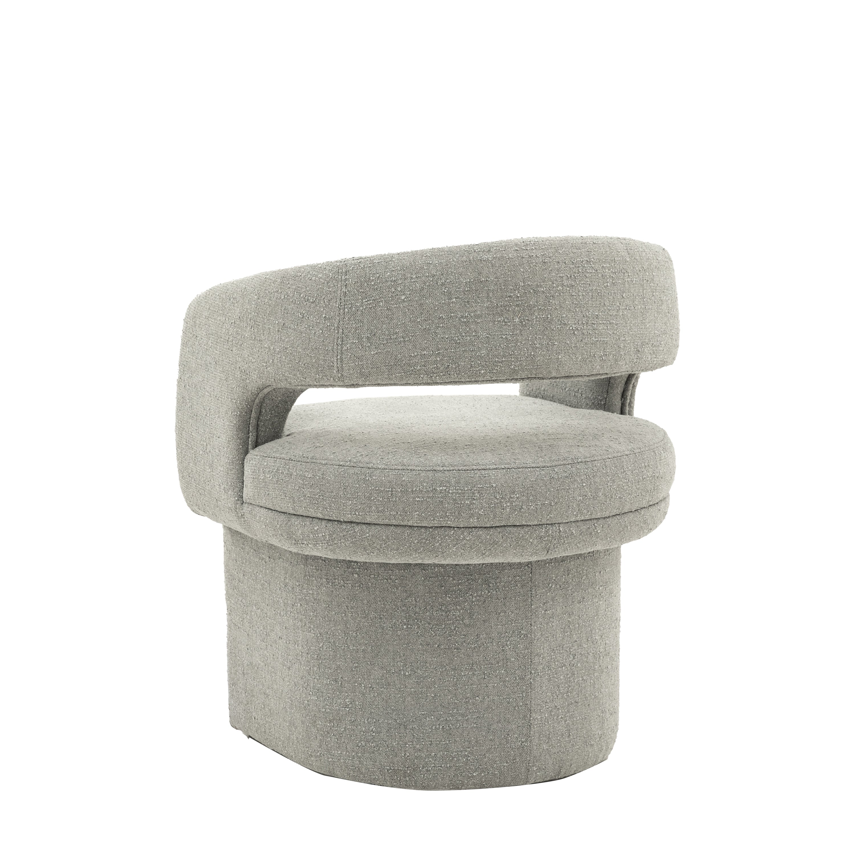 Harlo Light Grey Boucle Curved Tub Dining Chair