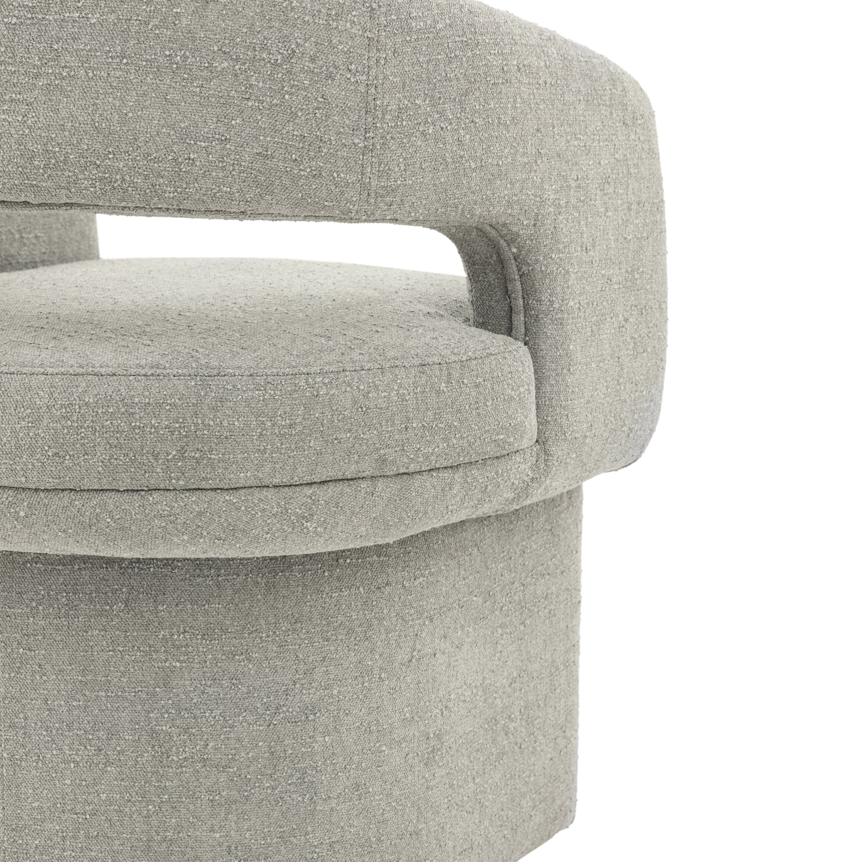 Harlo Light Grey Boucle Curved Tub Dining Chair