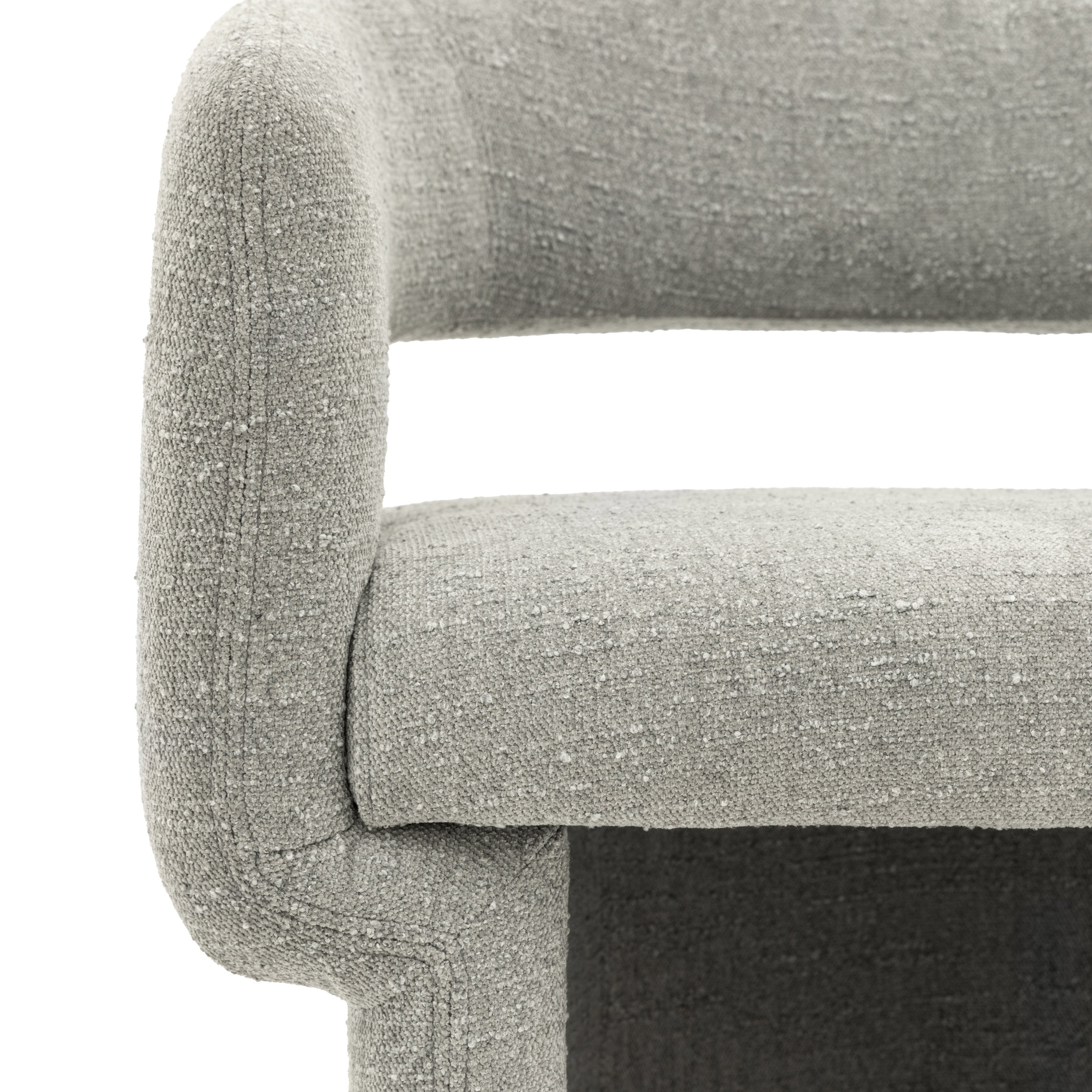 Harlo Light Grey Boucle Curved Tub Dining Chair