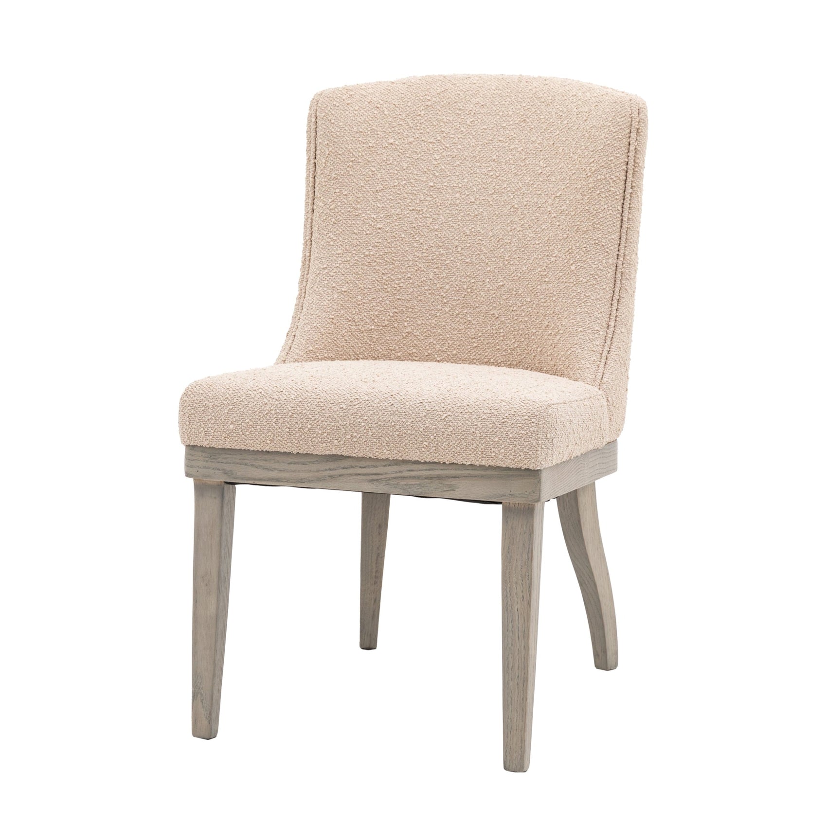 Set of 2 Fernando Cream Boucle & Grey Wood Dining Chair