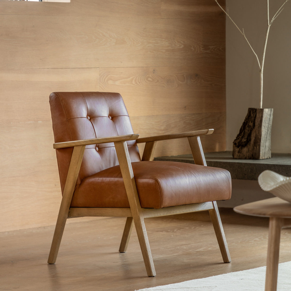 Charlotte Antique Brown Leather Armchair