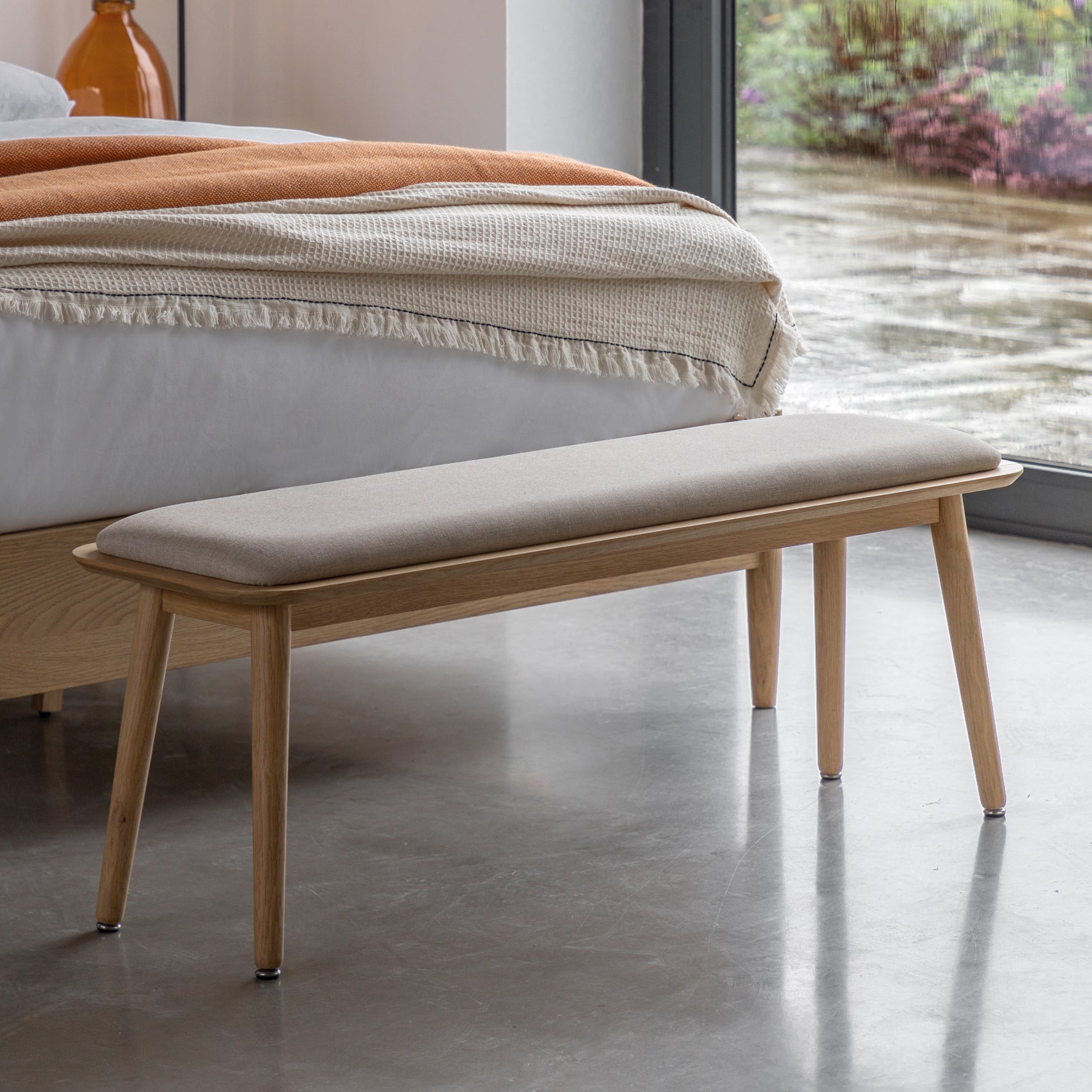 Hatfield Natural Oak Wood Bench