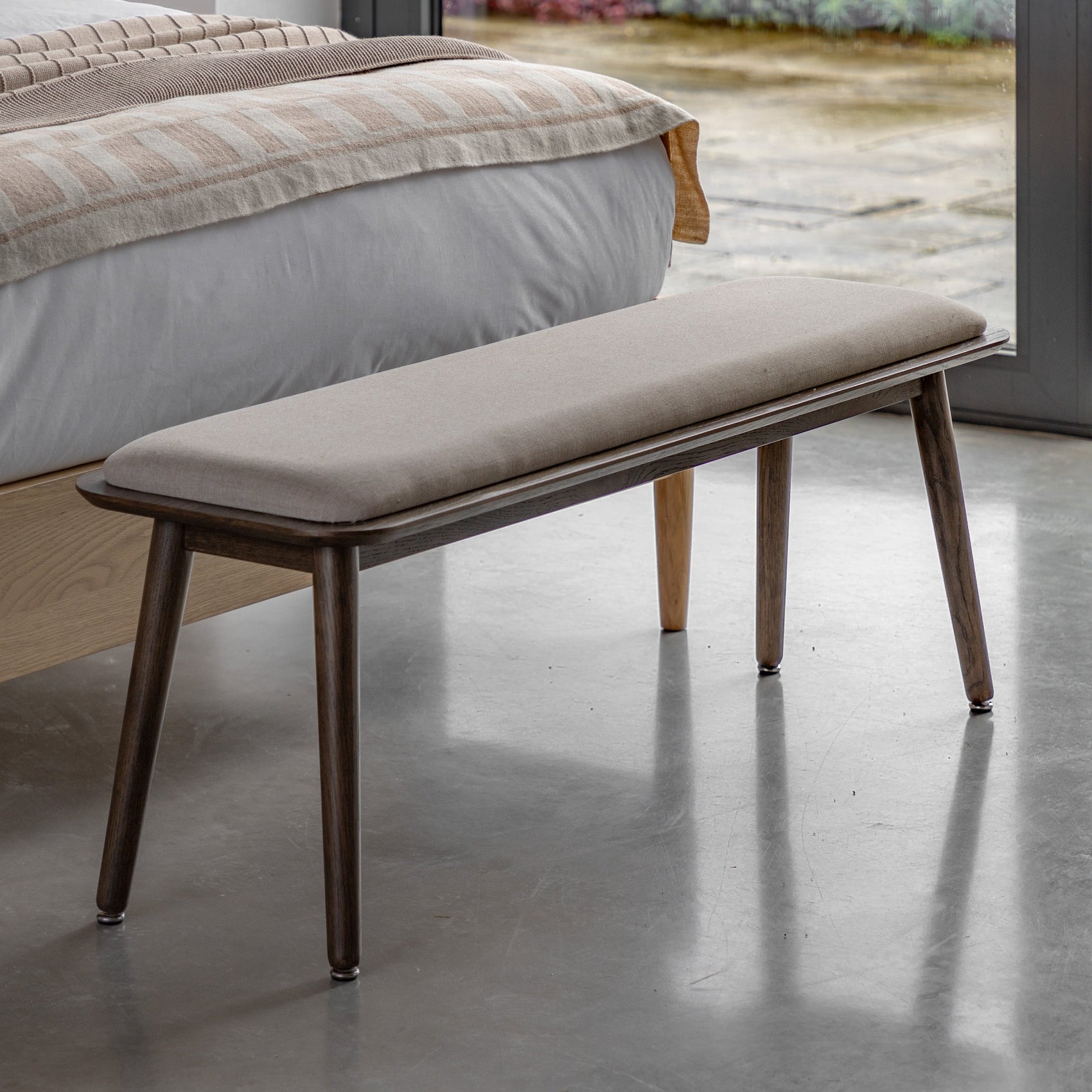 Laceby Smoked Brown Oak Wood Bench