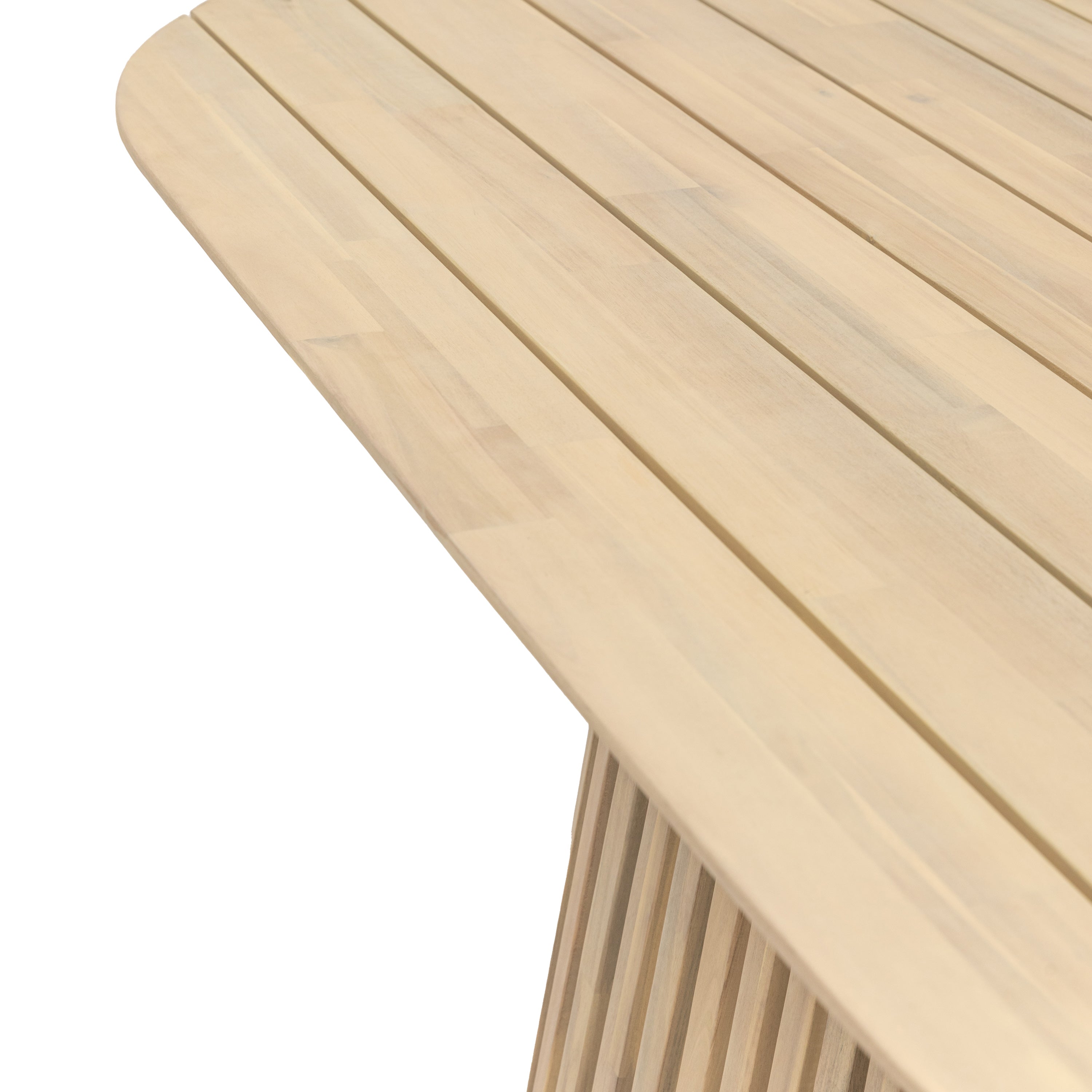 Cercola Natural Acacia Wood Slatted Oval Dining Table | 6 Seater