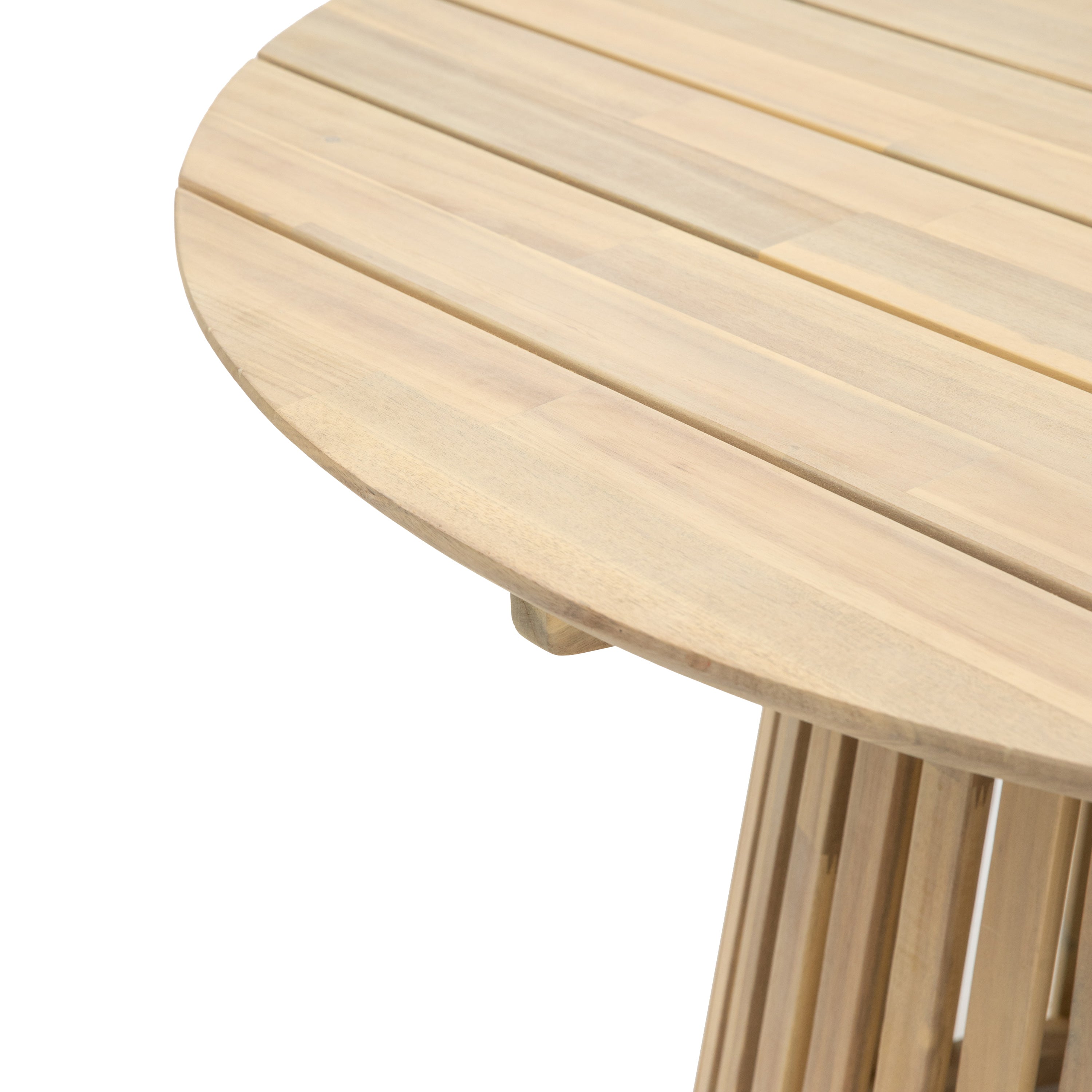 Cercola Natural Acacia Wood Slatted Round Dining Table