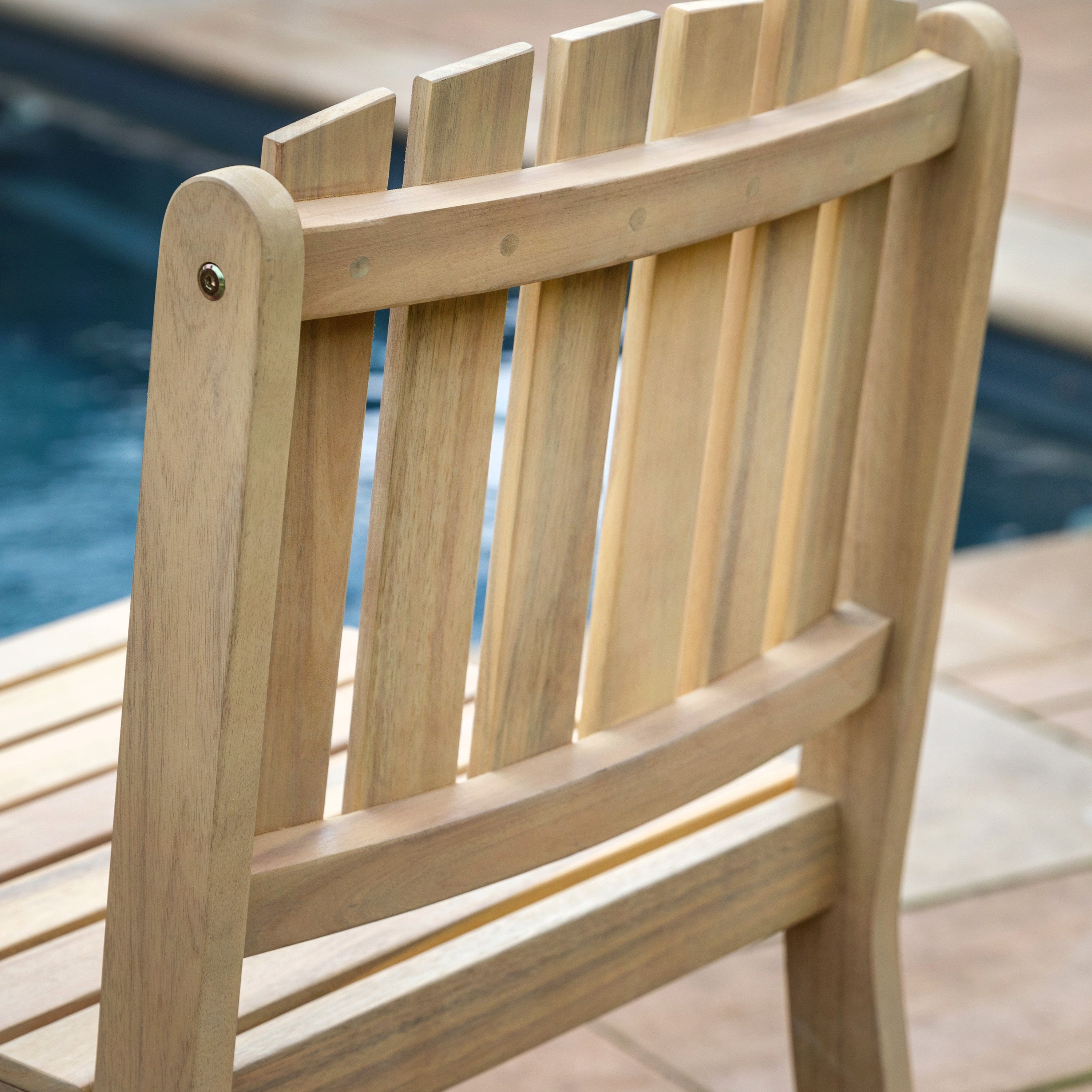 Set of 2 Cercola Natural Acacia Wood Slatted Dining Chair
