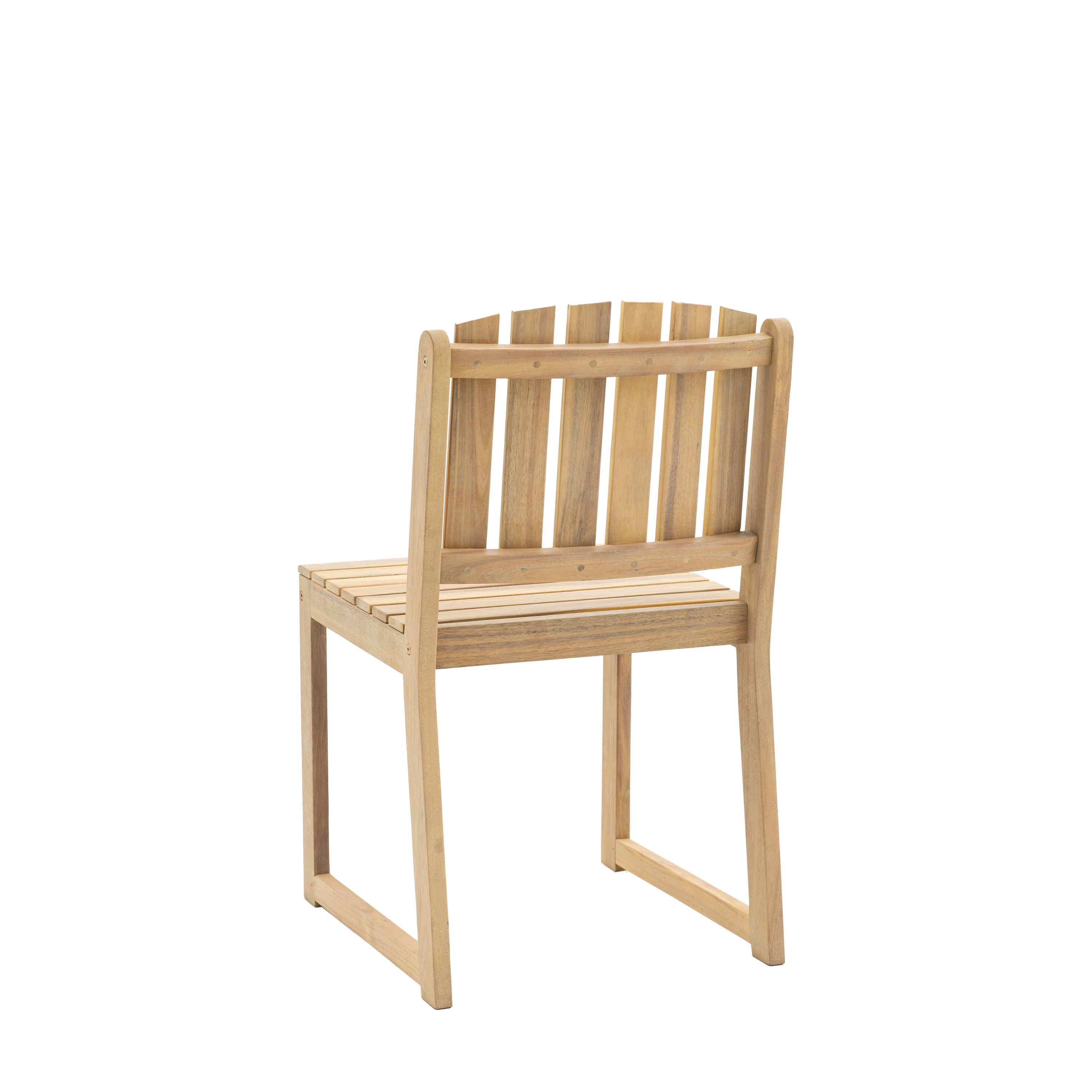 Set of 2 Cercola Natural Acacia Wood Slatted Dining Chair