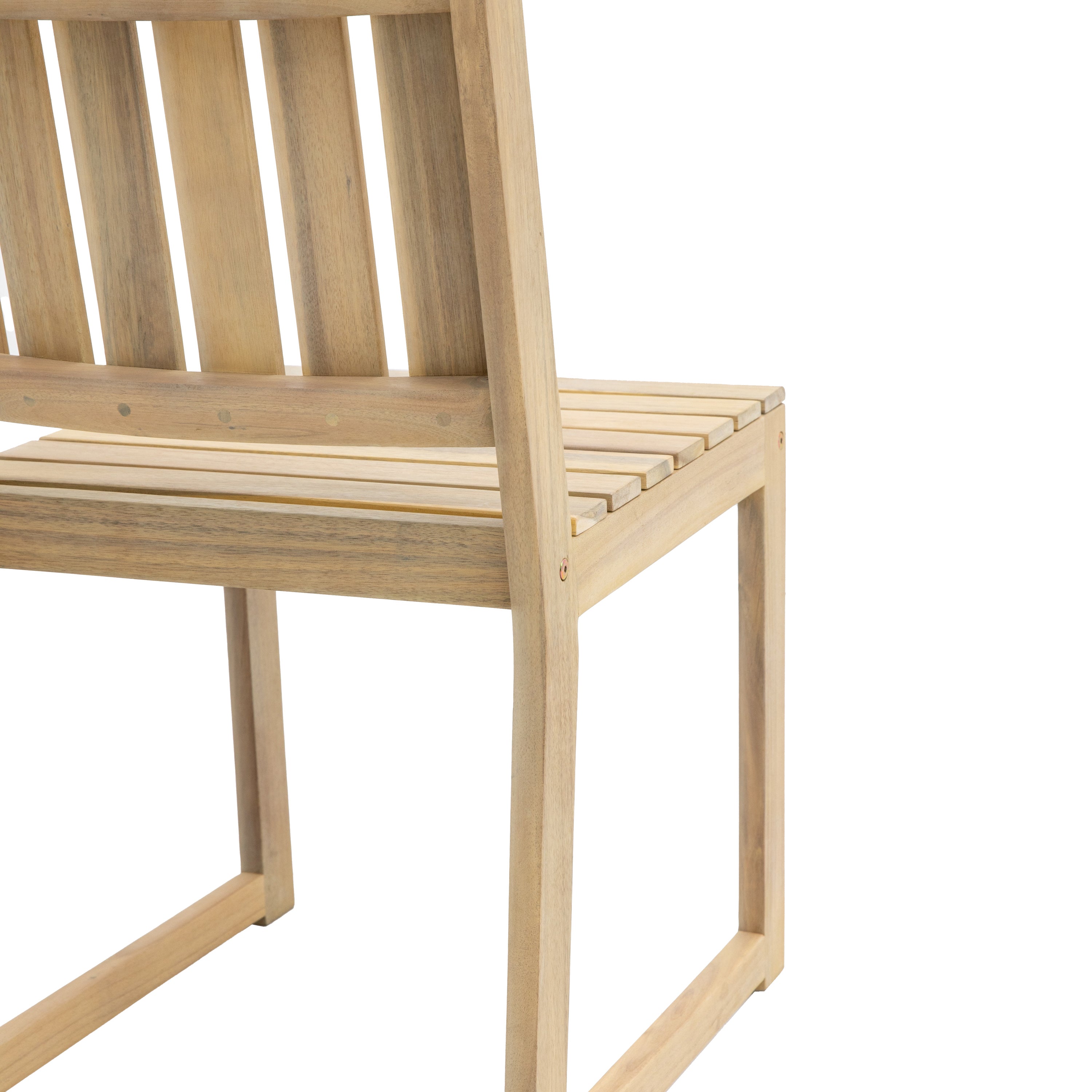 Set of 2 Cercola Natural Acacia Wood Slatted Dining Chair