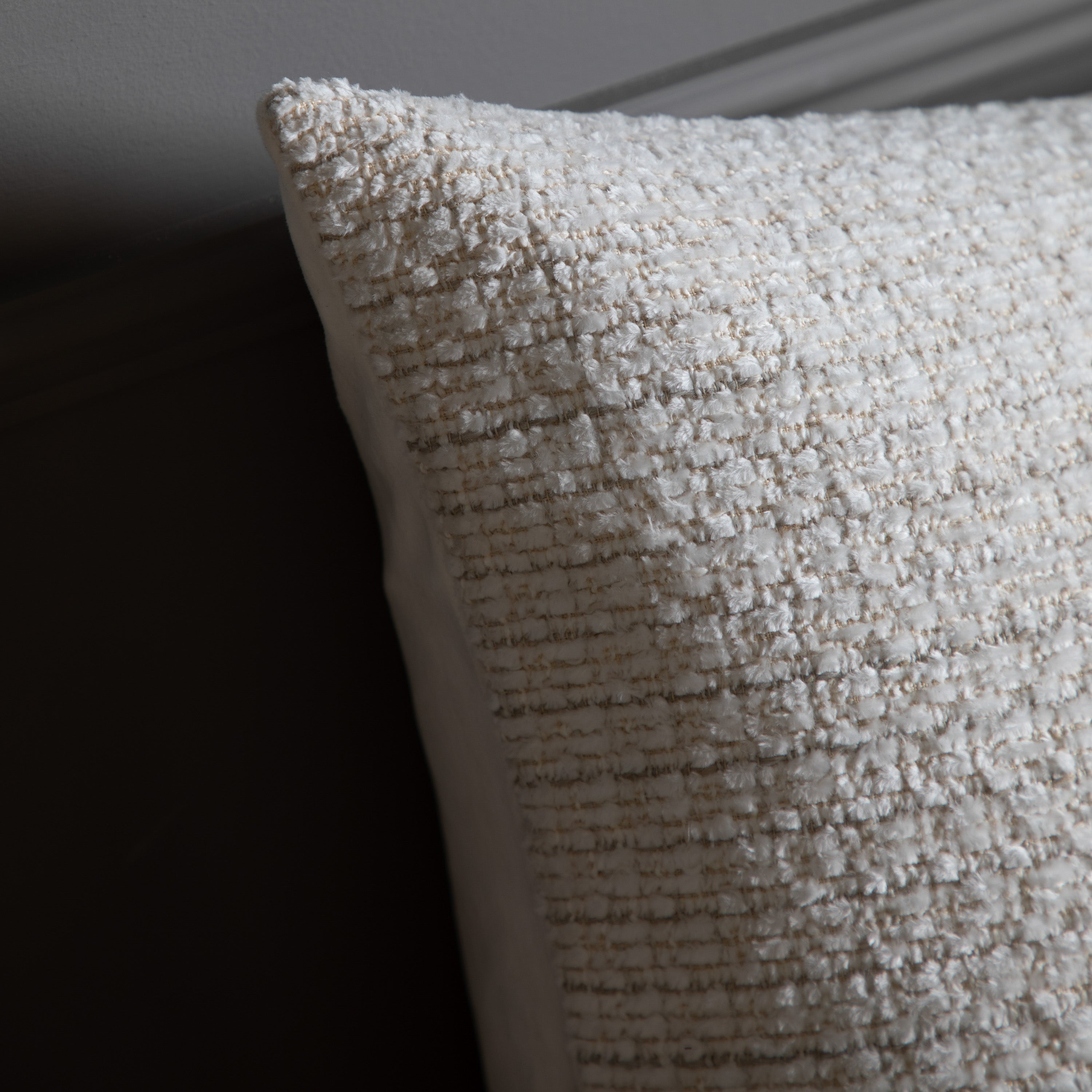 Chenille Textured Cream Square Cushion