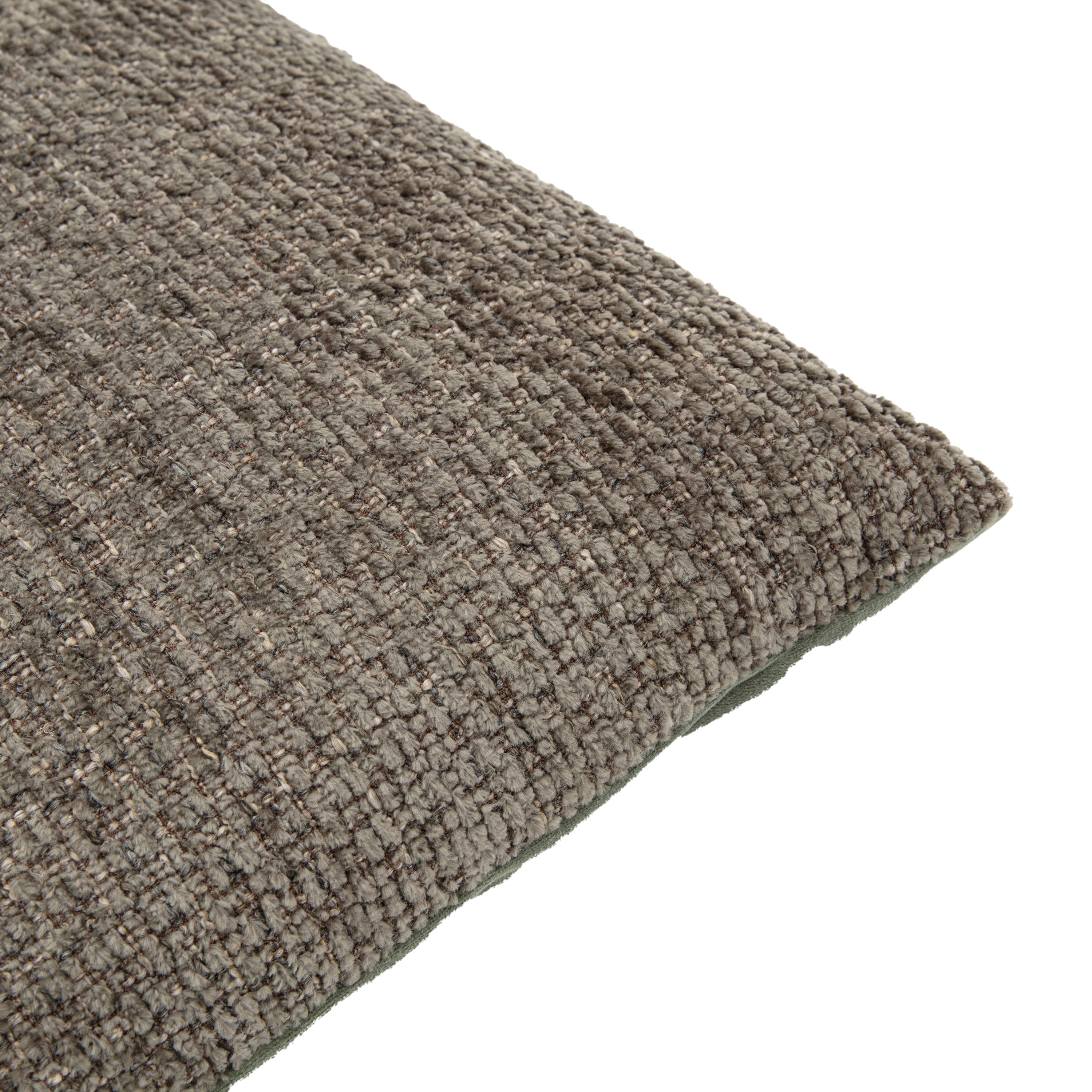 Chenille Textured Olive Green Square Cushion