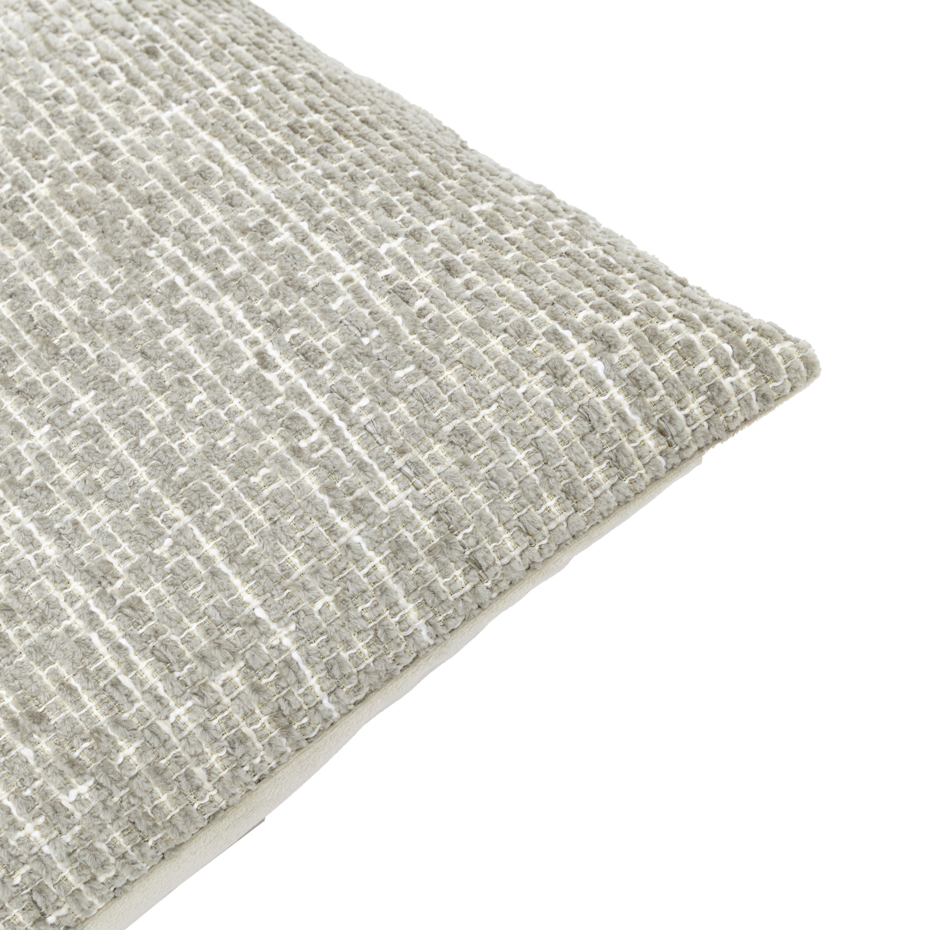 Chenille Textured Taupe Square Cushion