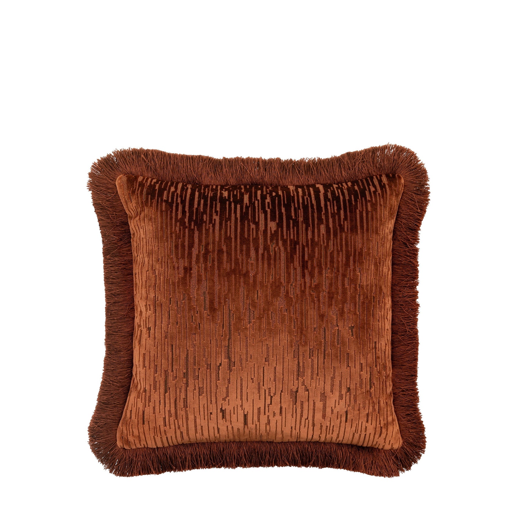 Avondowns Velvet Fringe Terracotta Square Cushion