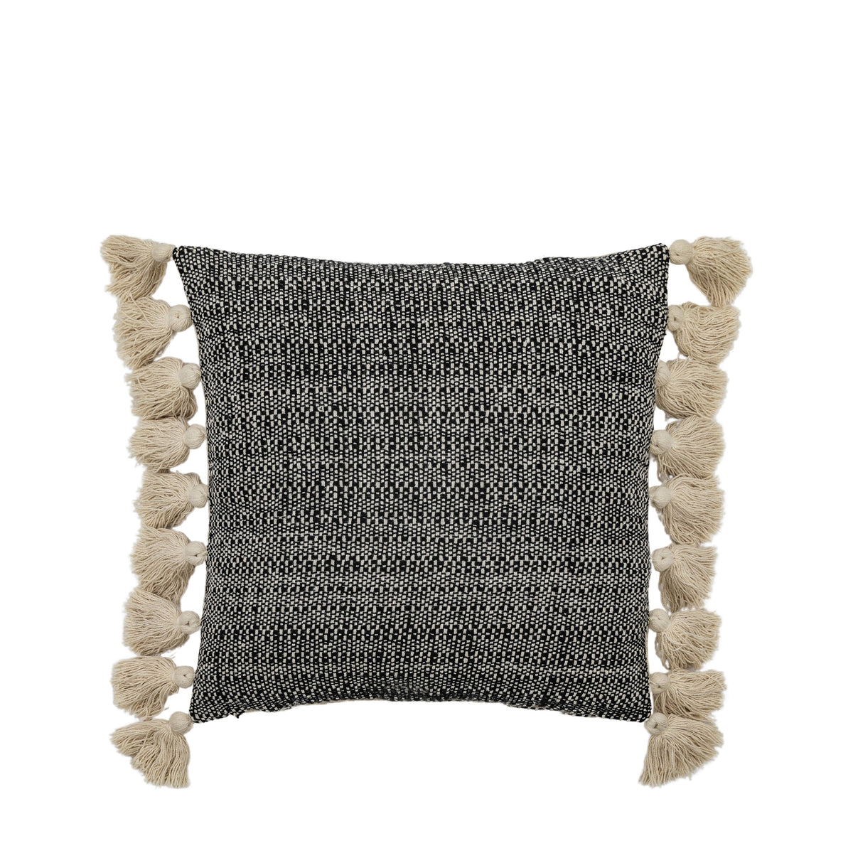 Briarmanor Black Cushion Cushion with Cream Tassels