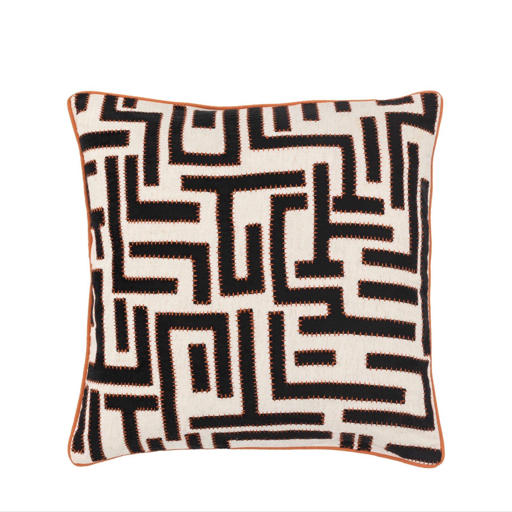 Elmhollow Applique Black & White Square Cushion