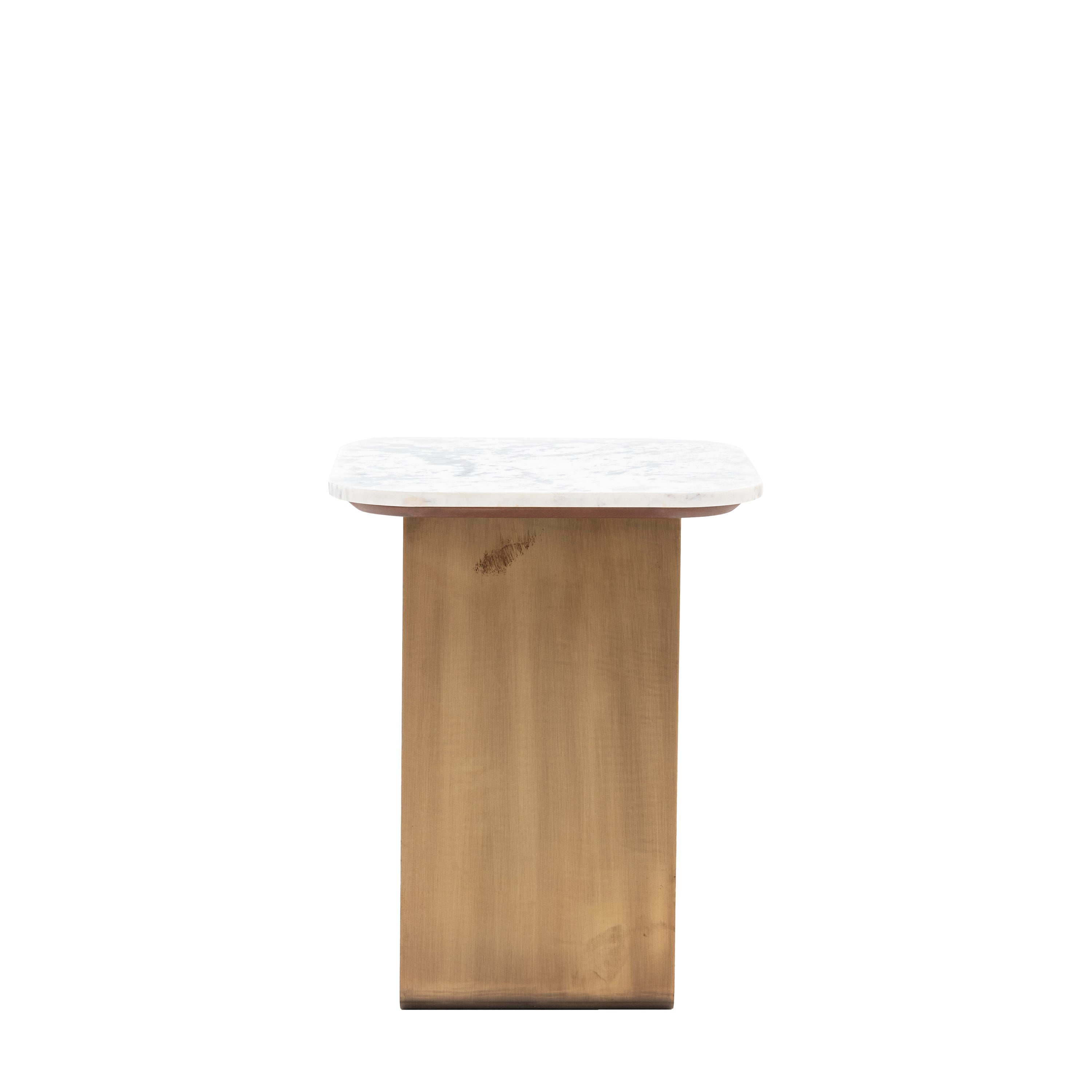 Muniz Minimal White Marble & Bronze Side Table