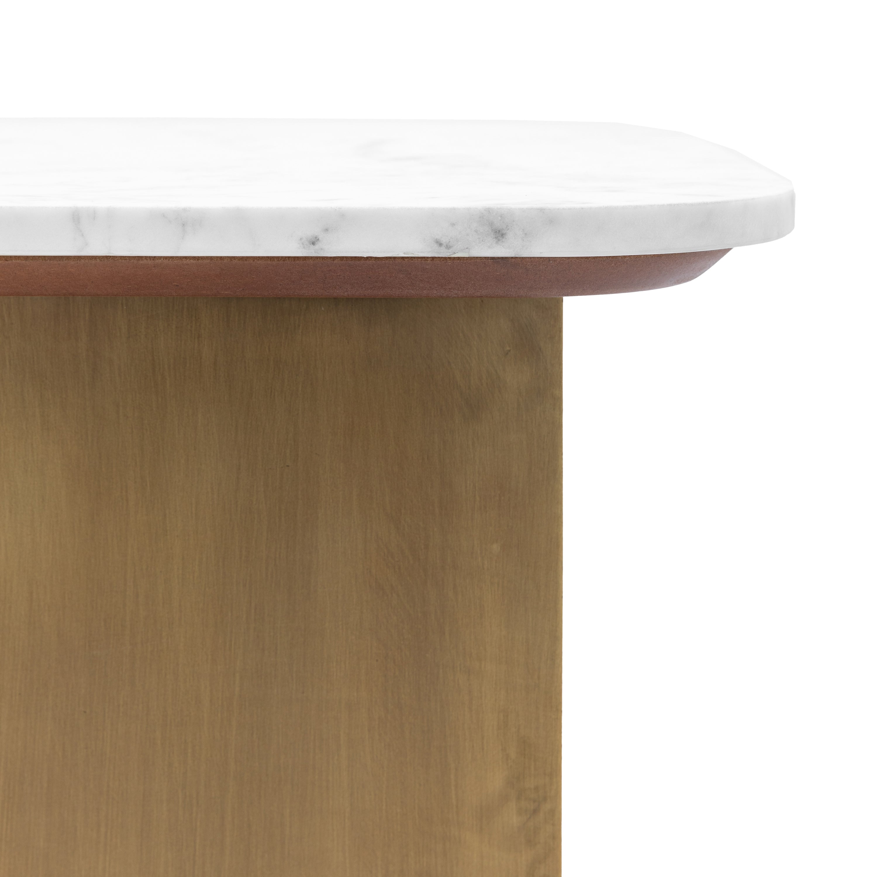 Muniz Minimal White Marble & Bronze Side Table