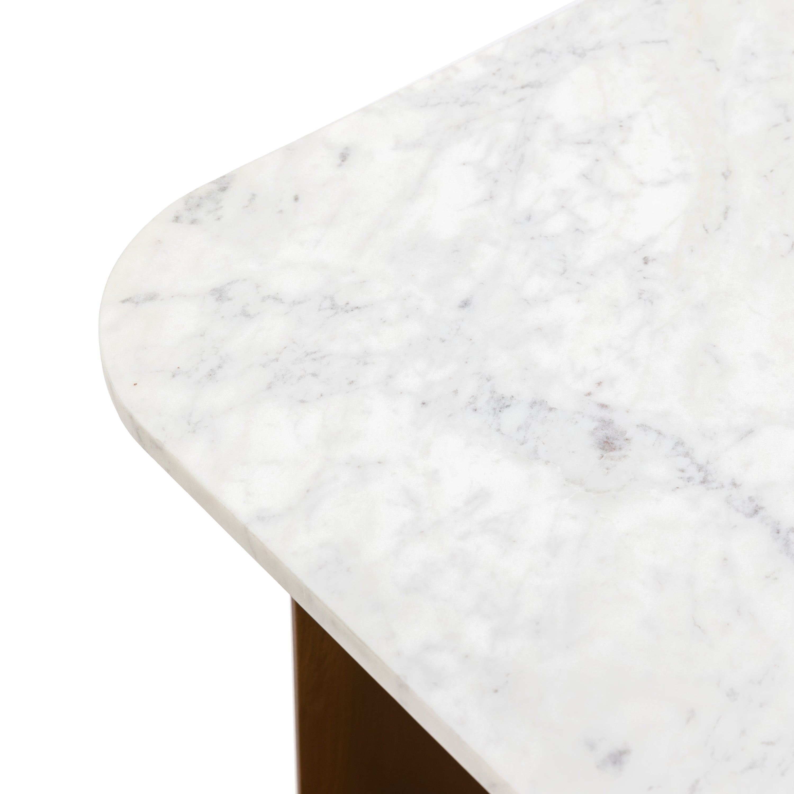 Muniz Minimal White Marble & Bronze Side Table
