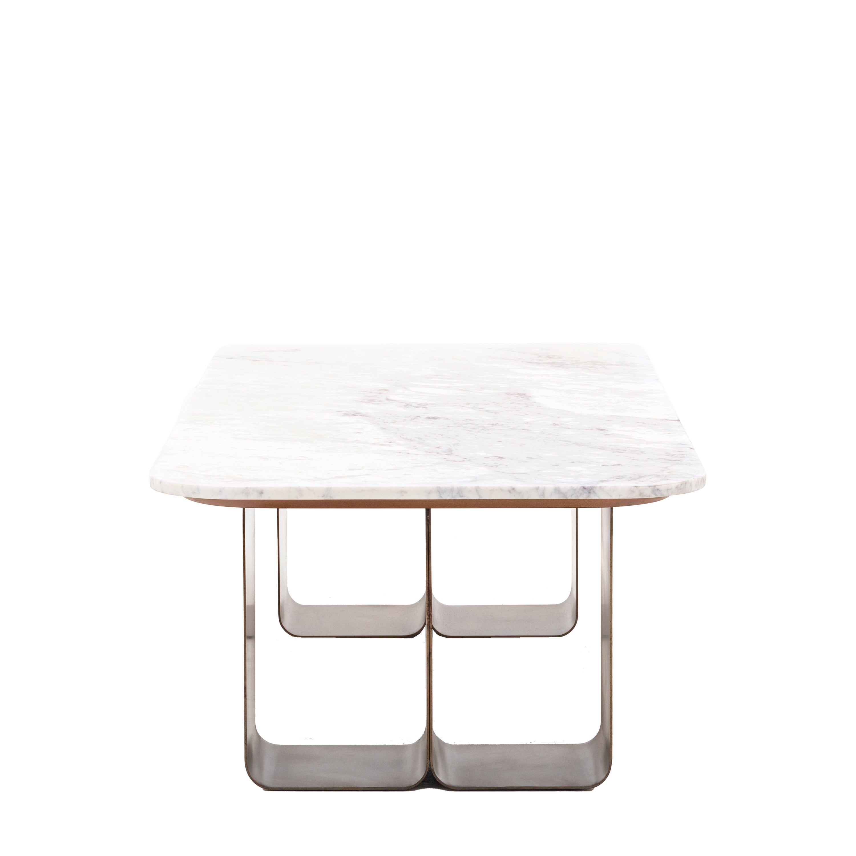 Muniz Minimal White Marble & Bronze Coffee Table