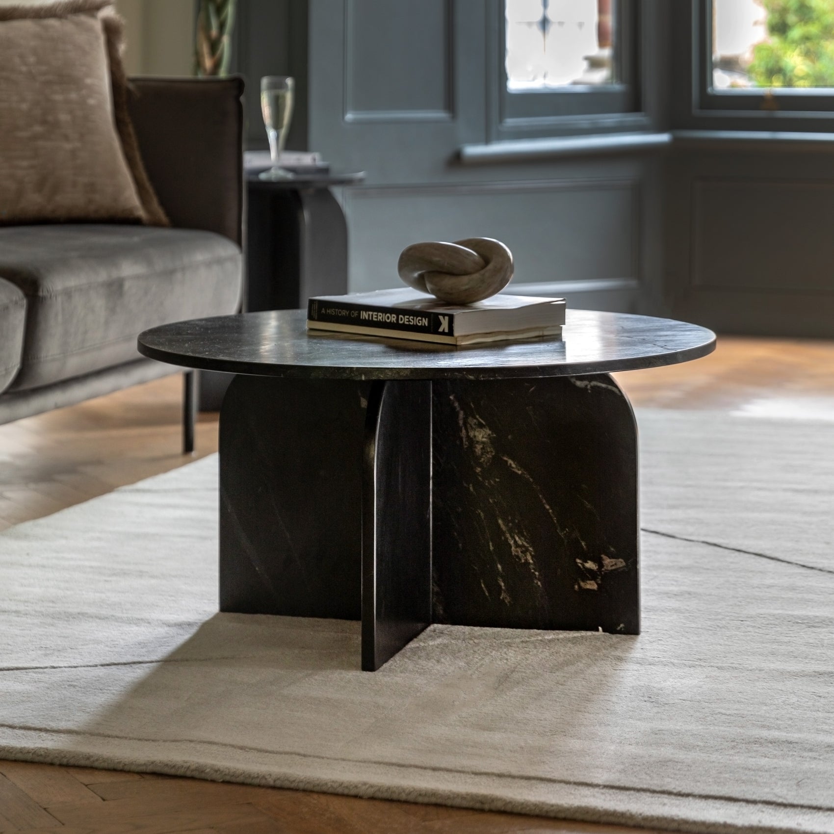 Dario Black Marble Round Coffee Table
