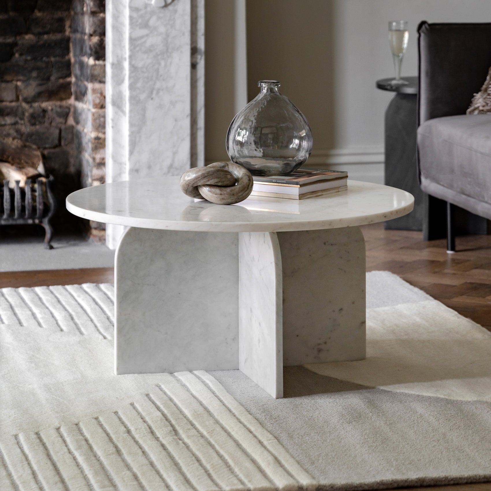 Dario White Marble Round Coffee Table