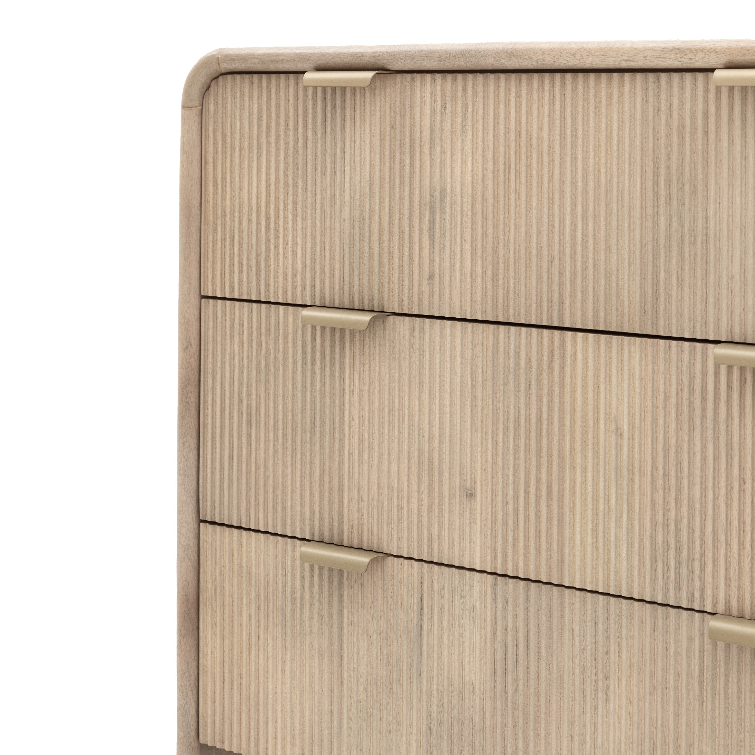 Antrury Natural Mango Wood Curved Chest of Drawers