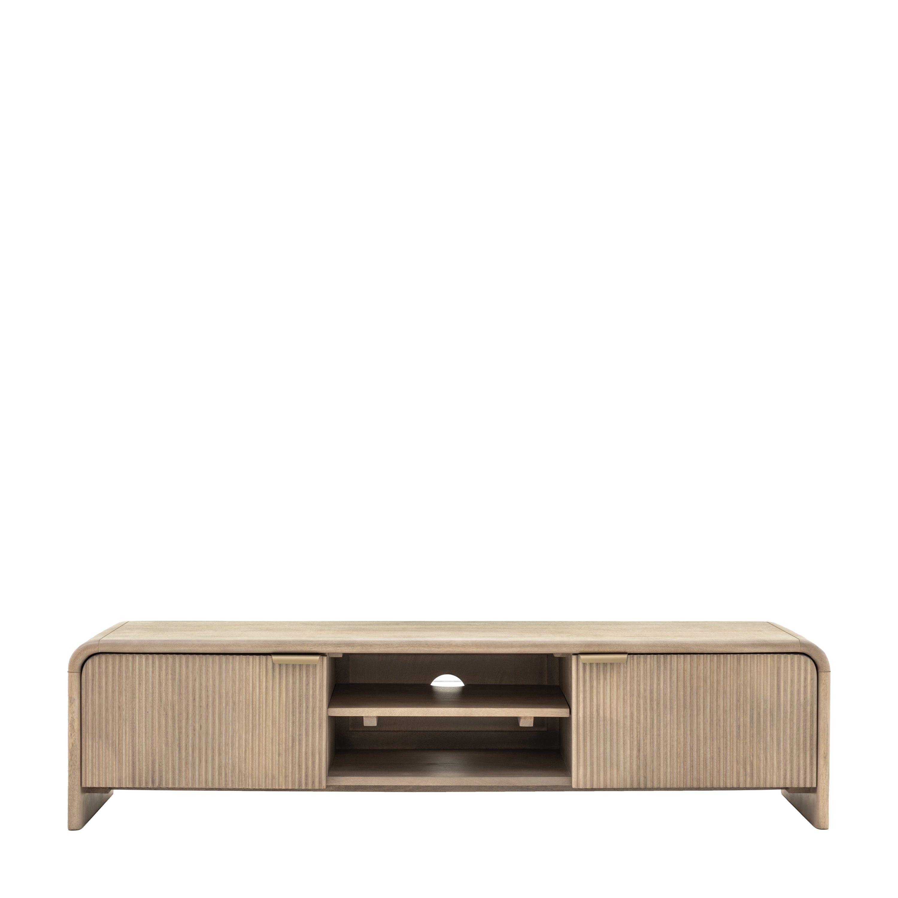 Antrury Natural Mango Wood Curved TV Unit